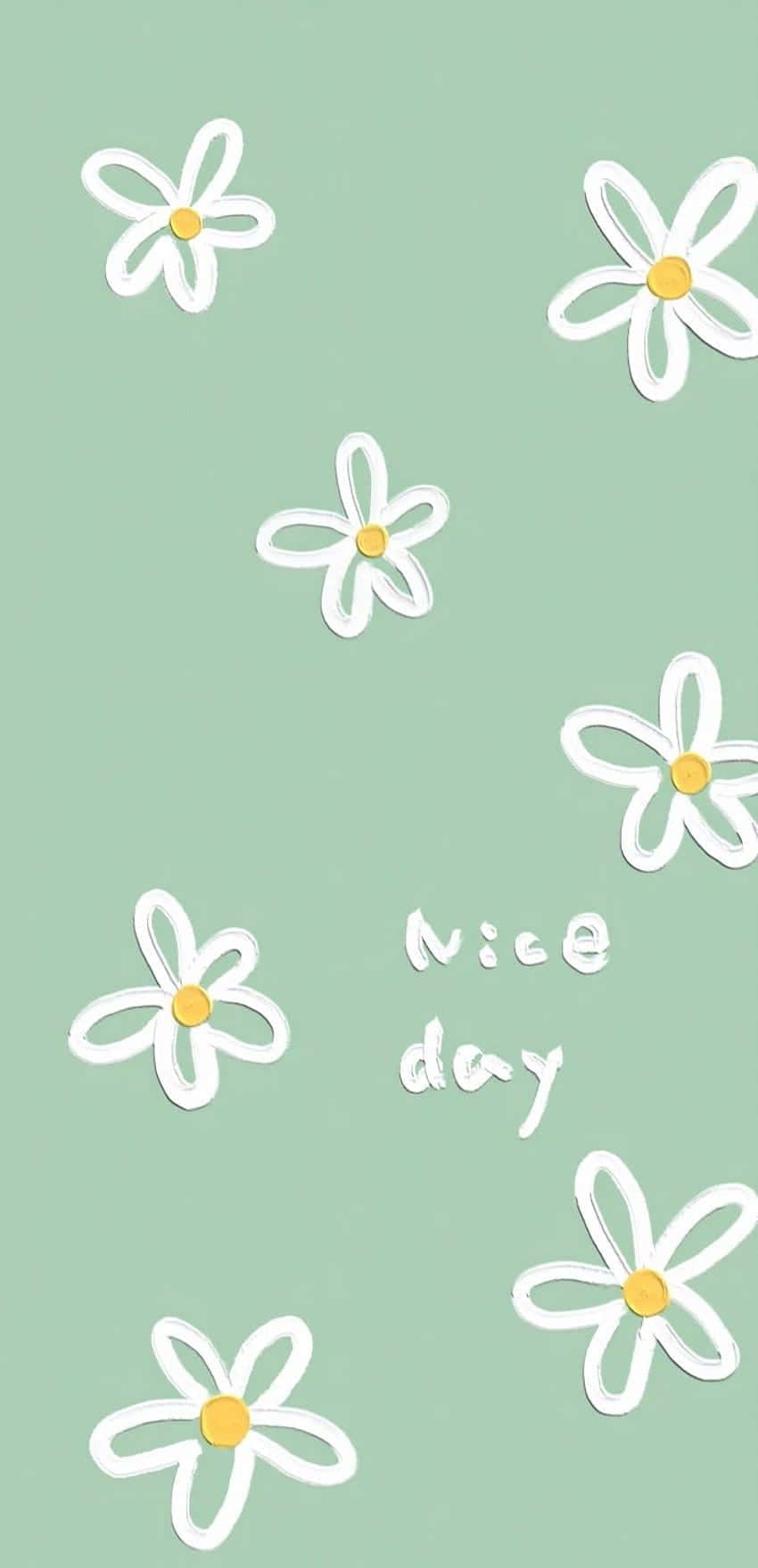 850x1760 Download Cute Sage Green White Daisies Nice Day Wallpaper, Phone