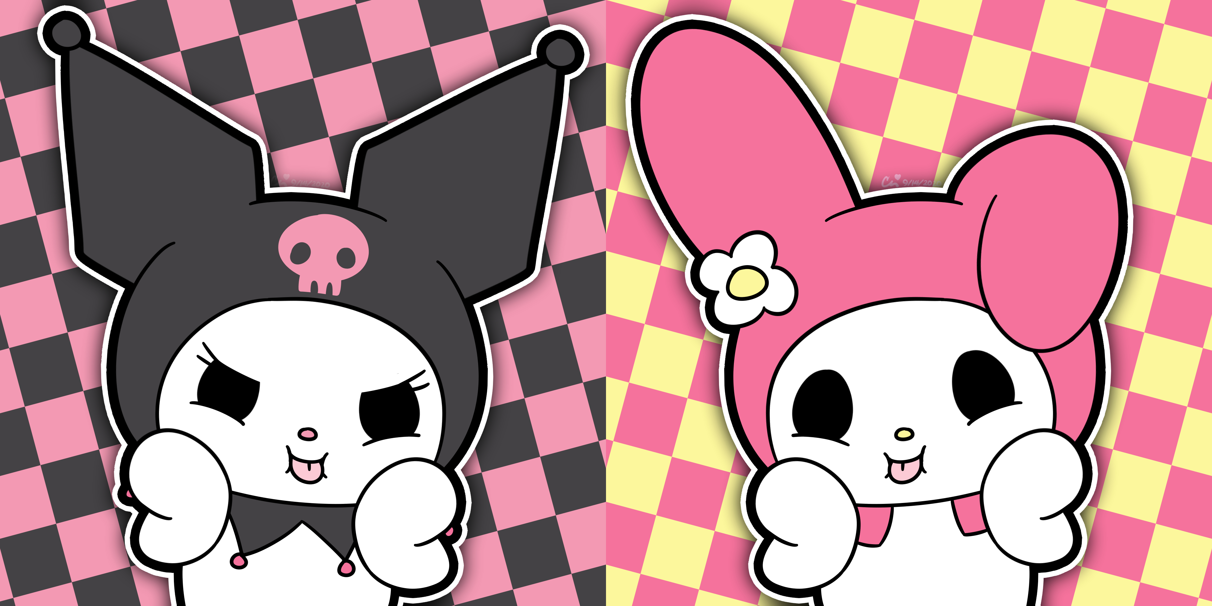 4000x2000 My Melody & Kuromi Blep Icon by SlyceCaik on Newgrounds, Dual Screen