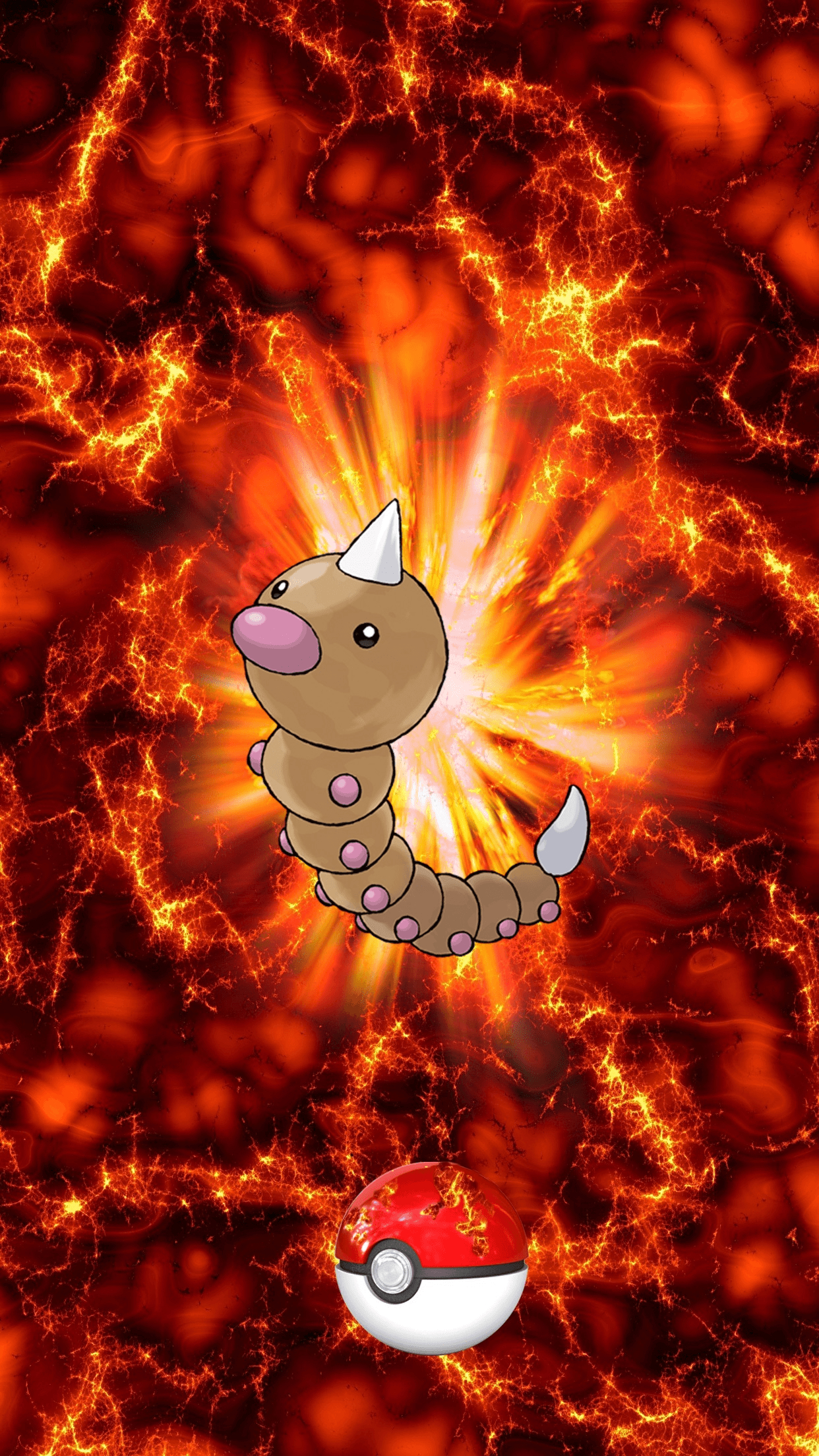 1250x2210 Fire Pokeball Weedle Beedle Egg, Phone