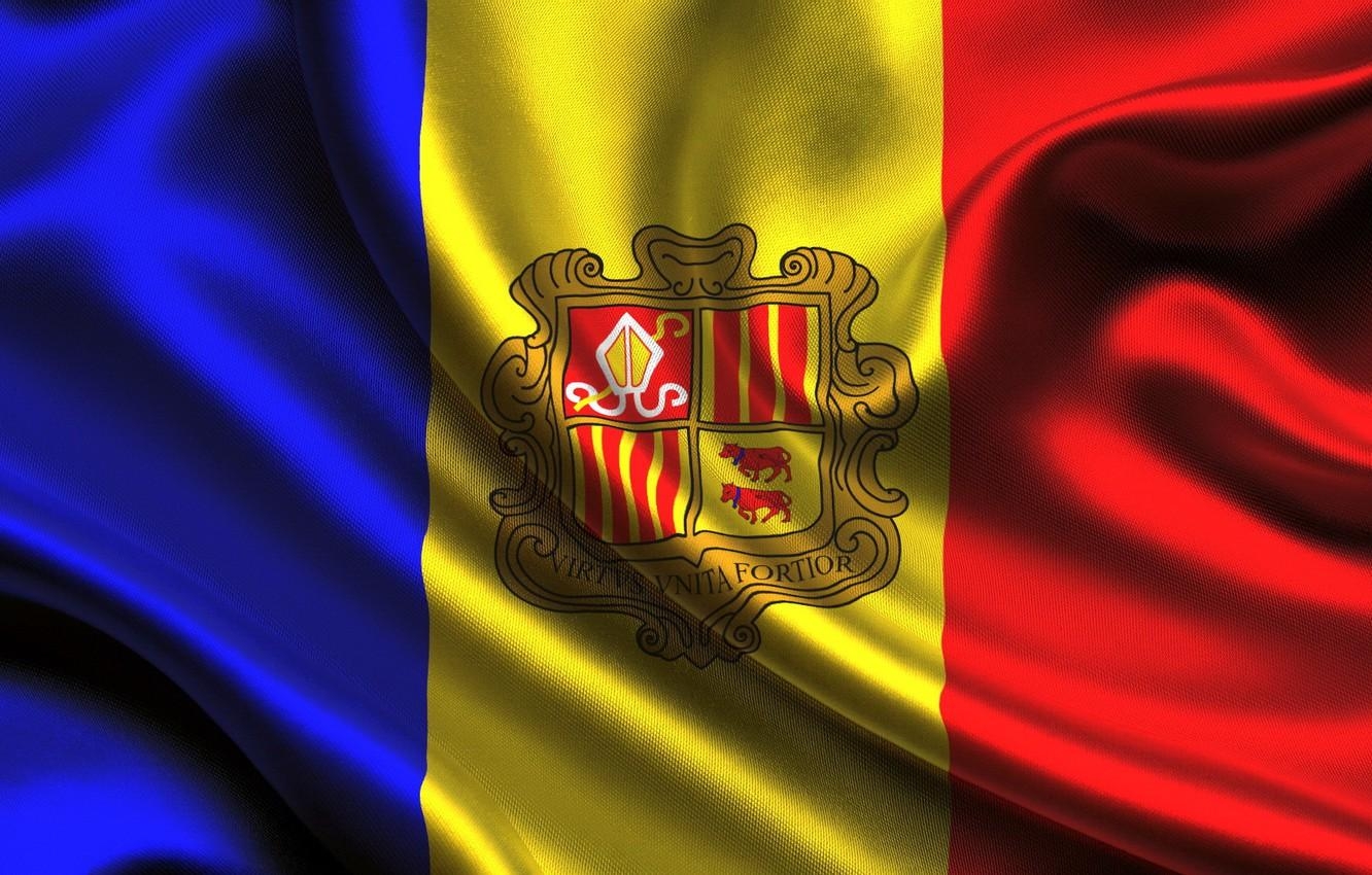 1340x850 Wallpaper the flag of the Principality of Andorra, flag of Andorra, Desktop