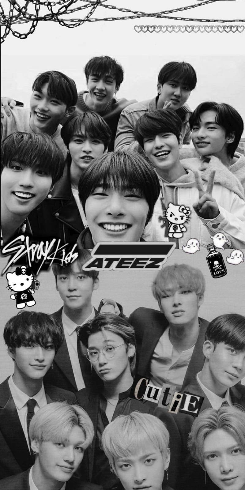 800x1600 Download Ateez Black And White Phone Wallpaper, Phone