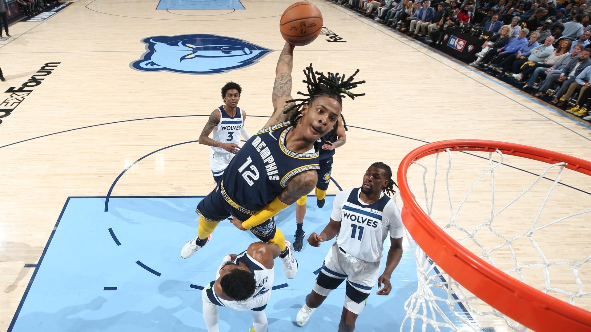 1920x1080 Grizzlies Star Ja Morant Throws Down 'jaw Breaker' Poster Dunk Of The Playoffs Vs. Timberwolves, Desktop