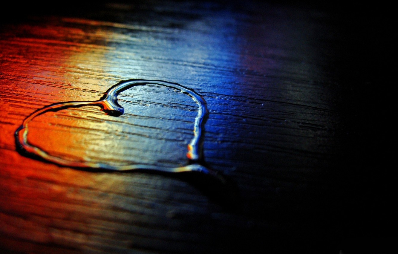 1340x850 Wallpaper water, blue, red, background, black, heart image for desktop, section настроения, Desktop