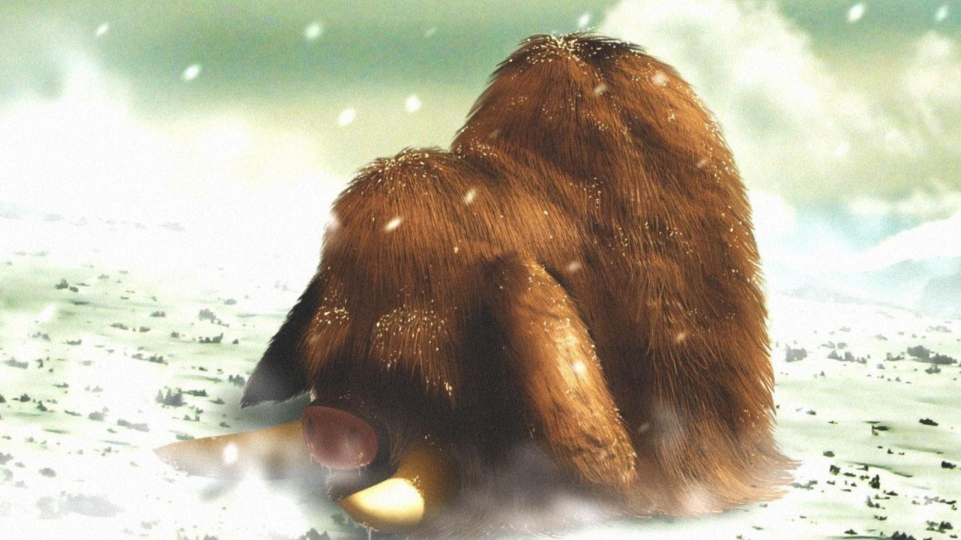 1920x1080 Snow digital art artwork mammoth snowing piloswine wallpaper, Desktop