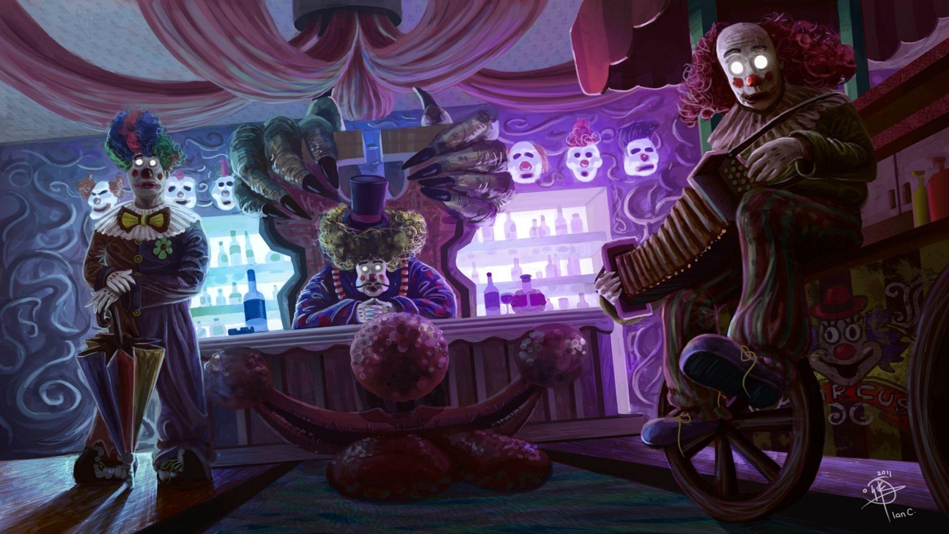 1920x1080 Illustration Horror Clown Circus Creepy w Wallpaper At Dark, Desktop