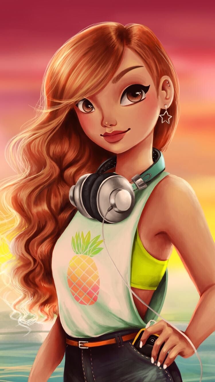 750x1340 Girl with attitude. Art girl, Digital art girl, Girl cartoon, Phone