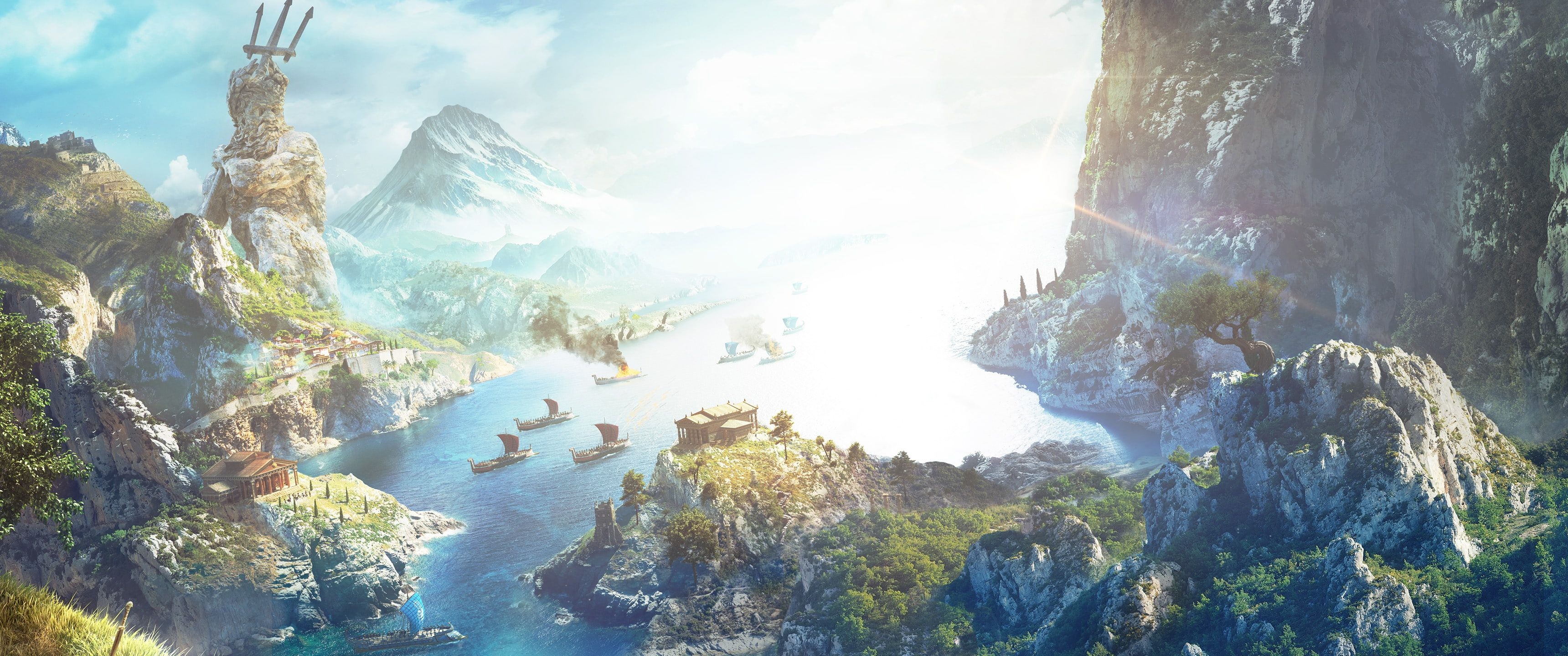 3440x1440 Ultrawide #ultra Wide Video Games Video Game Art Assassin's Creed Assassin's Creed Odyssey #Greece Ancient Greece #mythology. Game Art, Video Game Art, Wallpaper, Dual Screen