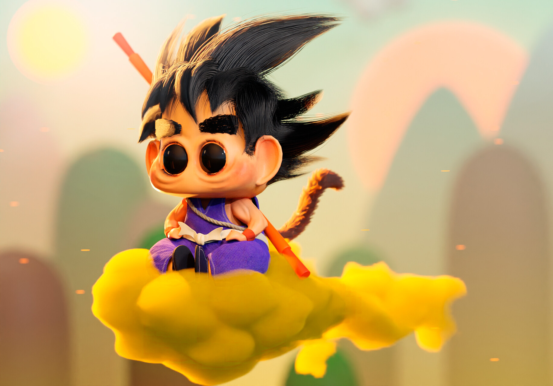 1840x1280 Little Goku & Flying Nimbus, Desktop