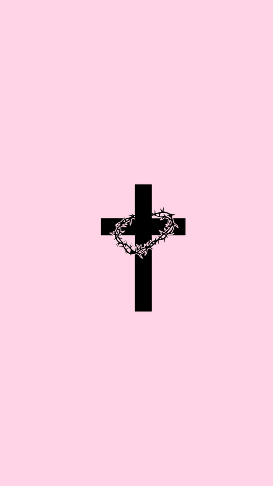 900x1600 Download Cute Pink Cross With Crown Of, Phone