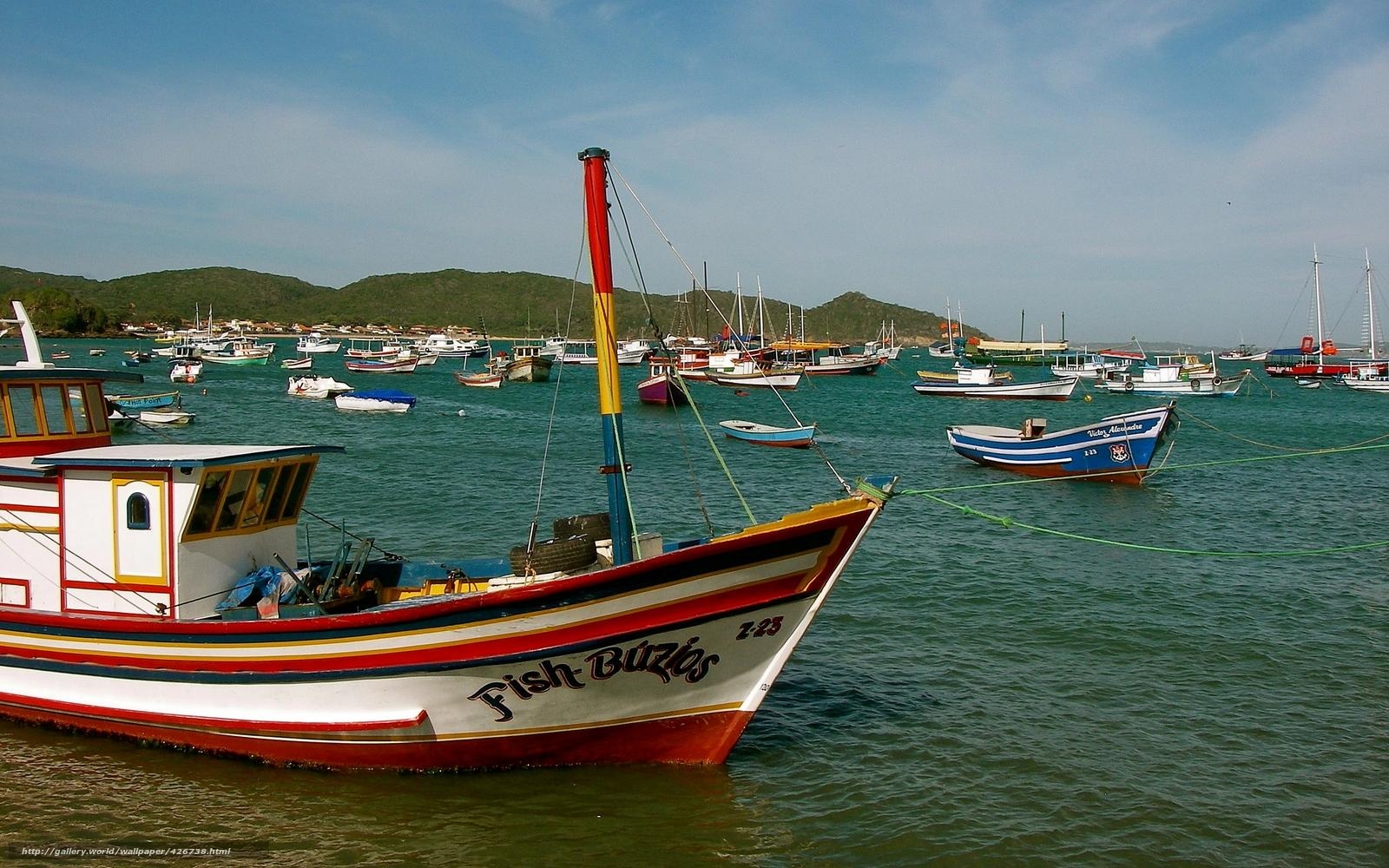 1600x1000 Buzios, brazil, fish, boats, colorful, coordinates -22.748683, Desktop