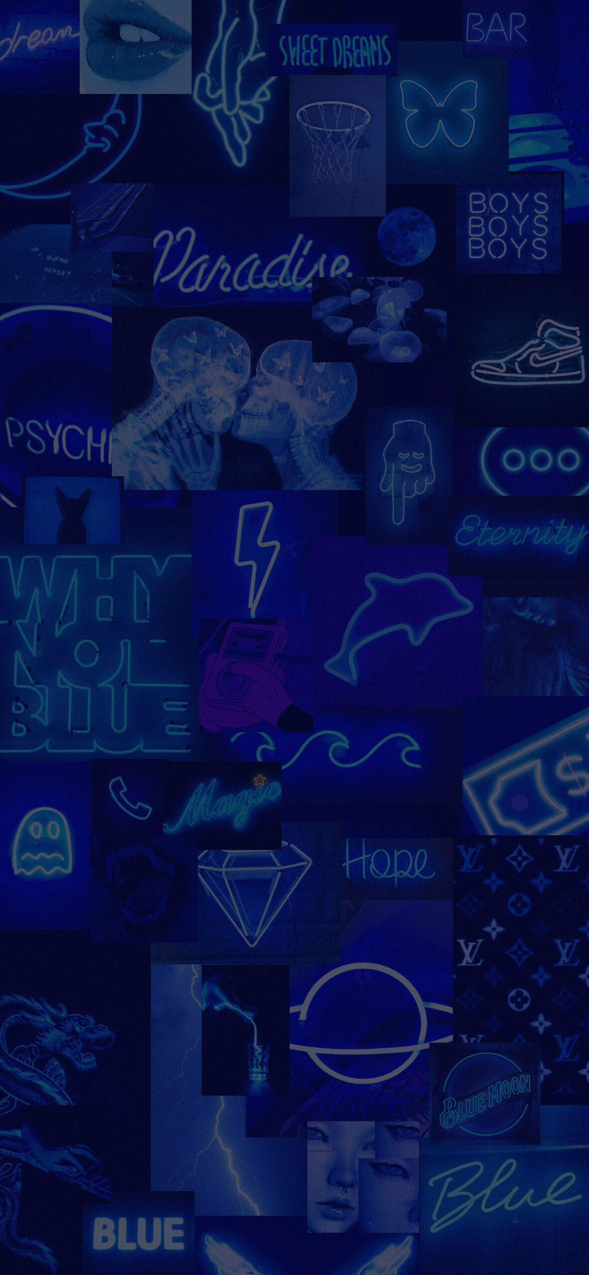 1190x2560 Blue Neon Aesthetic Wallpaper, Phone