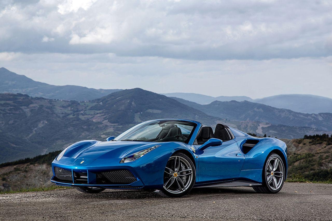 1280x860 Wallpaper 2015 Ferrari 488 Spider Convertible Blue Cars Metallic, Desktop