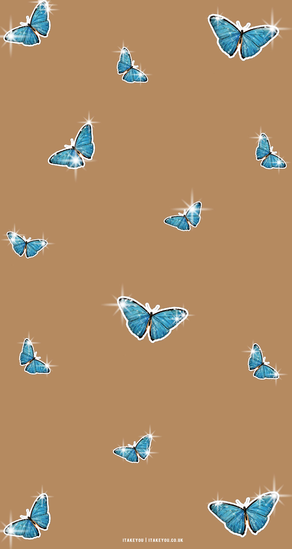 1020x1920 Cute Brown Aesthetic Wallpaper for Phone, Shiny Blue Butterflies I Take You. Wedding Readings. Wedding Ideas, Phone