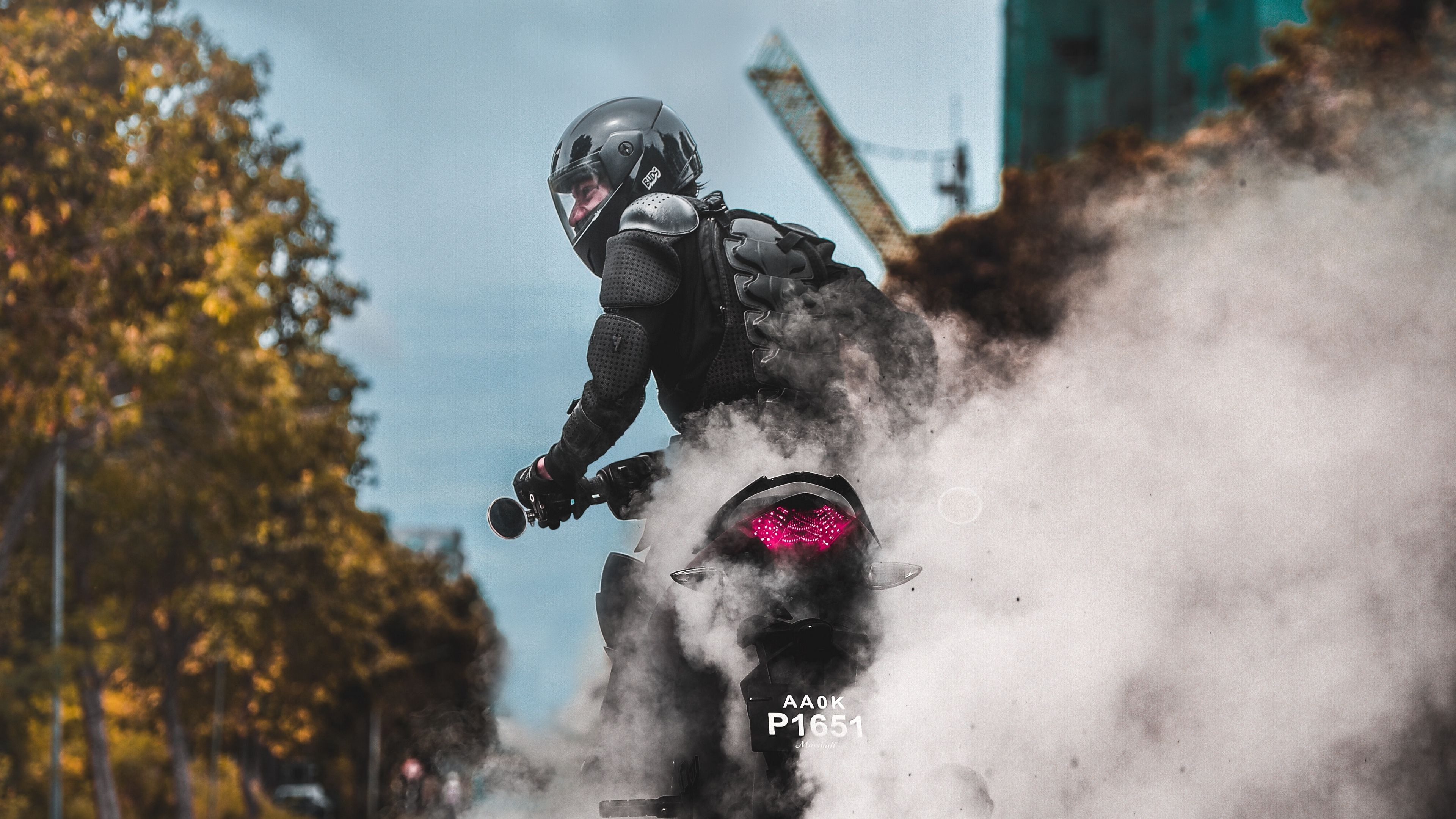 3840x2160 Wallpaper Biker, Motorcycle, Drift, Smoke, Bike Pc Bike Stunt, Desktop