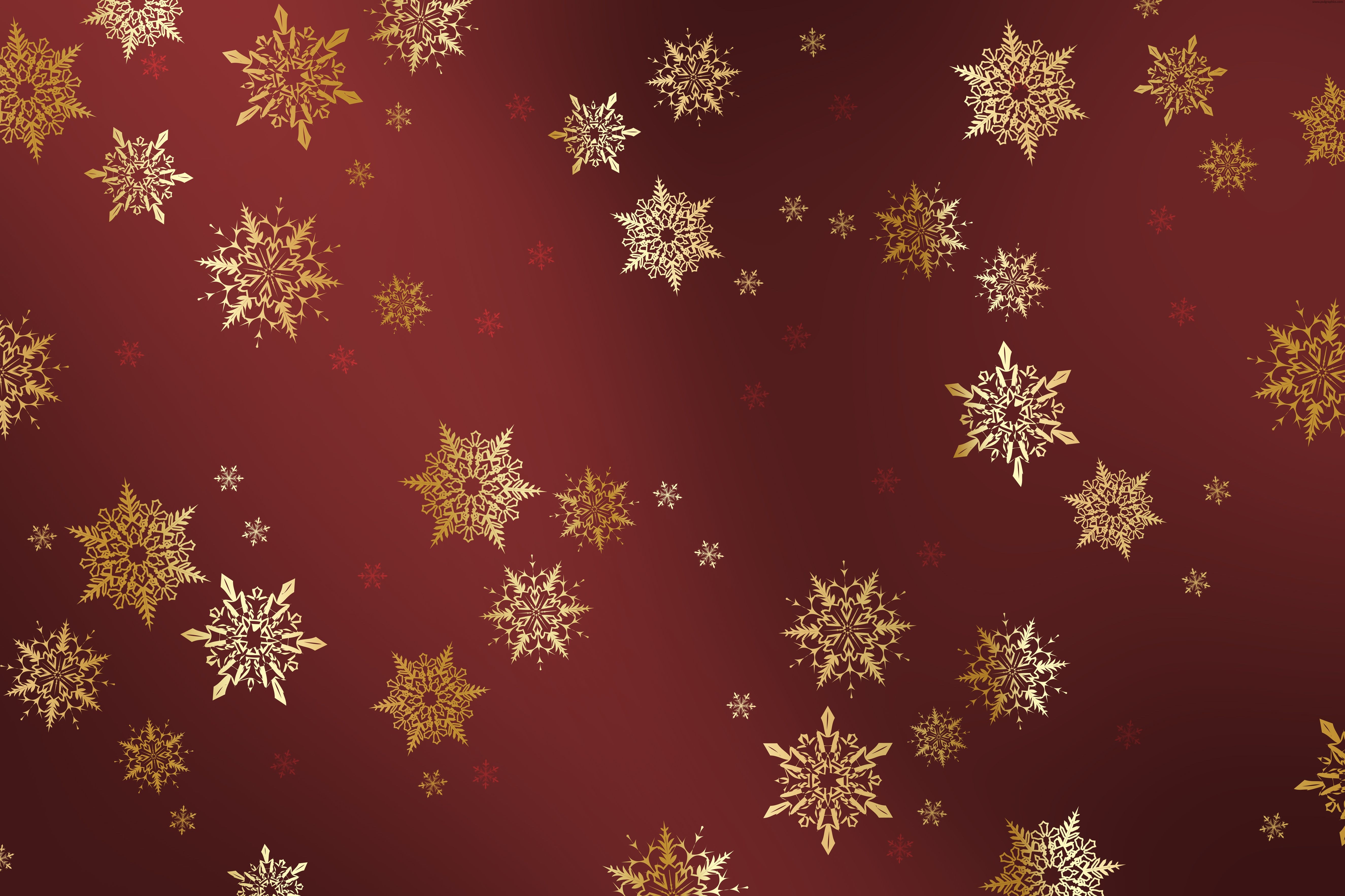 5300x3540 Gold snowflakes background, Desktop