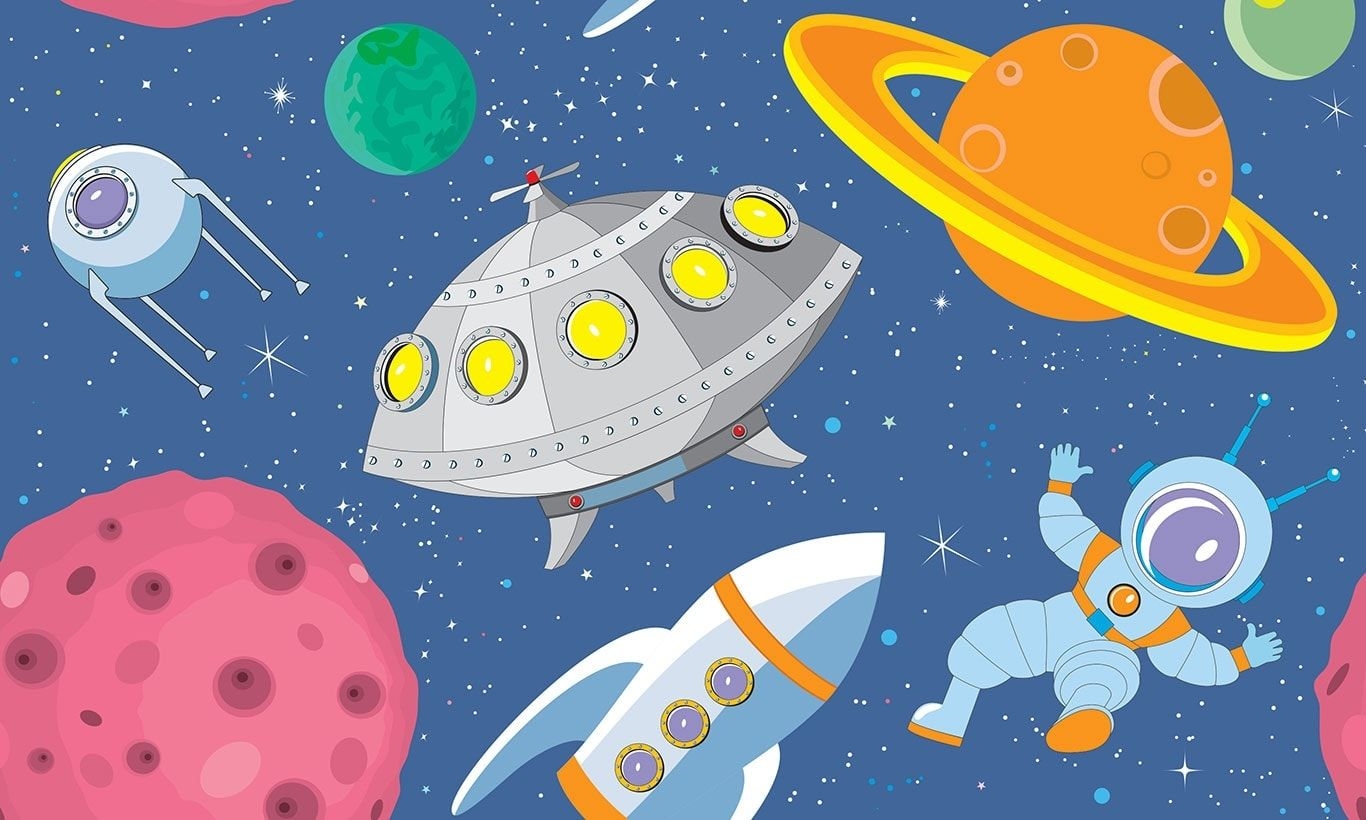 1370x820 Childrens Cartoon Astronaut Wallpaper Mural, Desktop