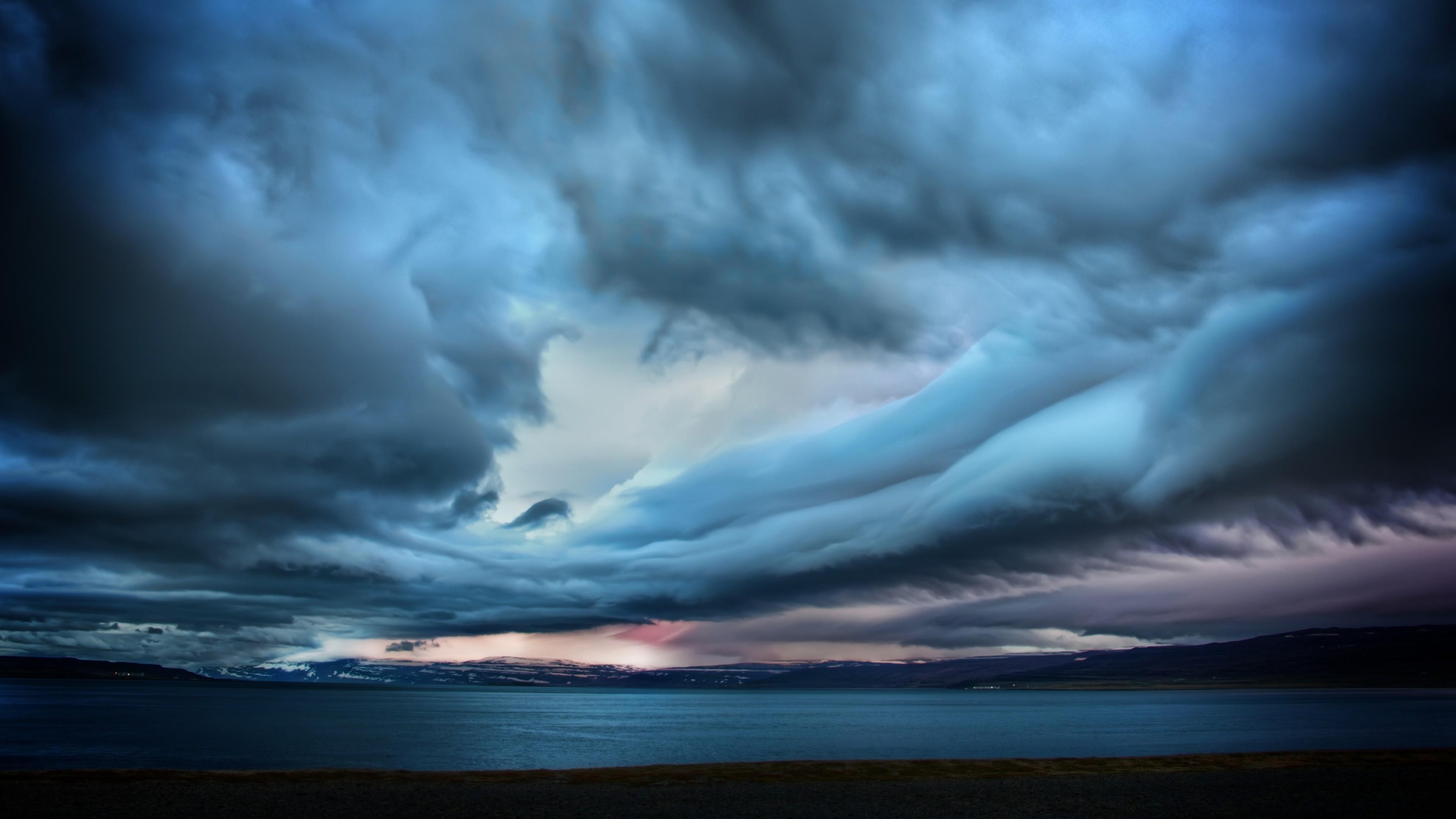 3840x2160 Wallpaper Clouds, 4k, HD wallpaper, sky, Iceland, beach, ocean, mountains, storm, blue, Nature, Desktop