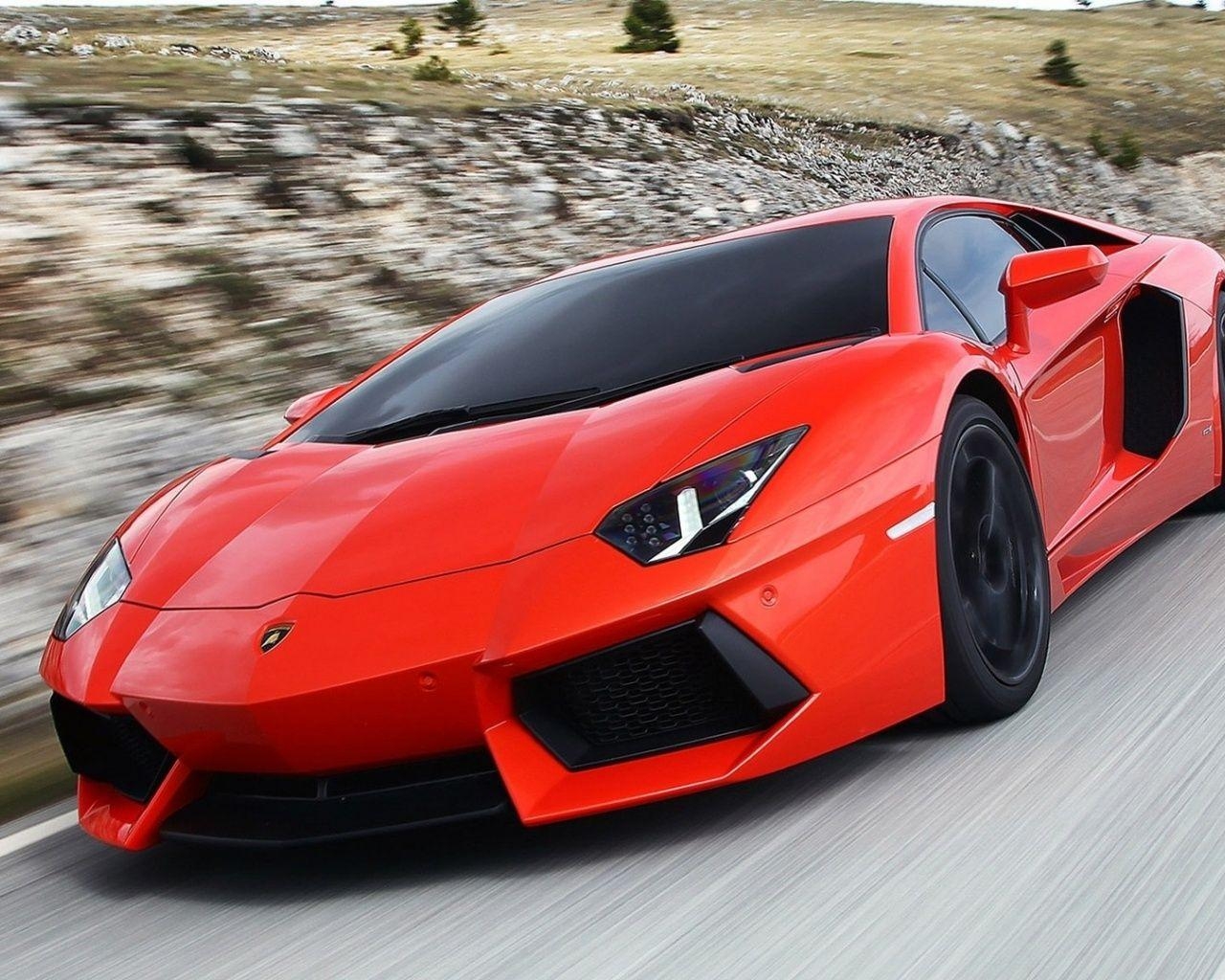 1280x1030 Red Lamborghini Aventador Speeding desktop PC and Mac, Desktop