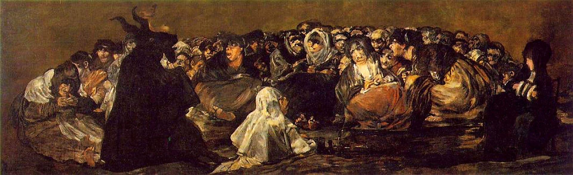 1920x590 Witches Sabbath Black Painting Goya Wallpaper Image, Dual Screen