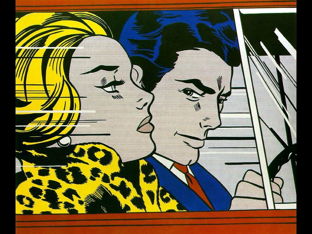 1030x770 Lichtenstein in the car. comic book inspiration, Desktop