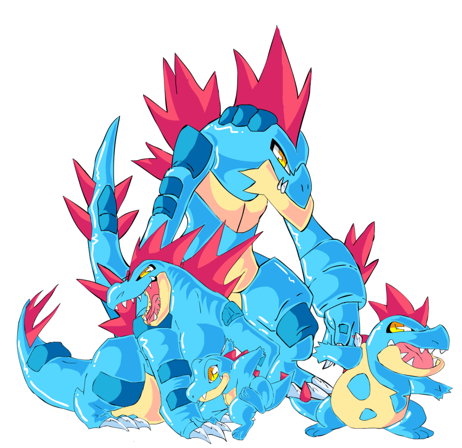 910x880 Totodile, Croconaw, Feraligatr and Mega Feraligatr, Desktop