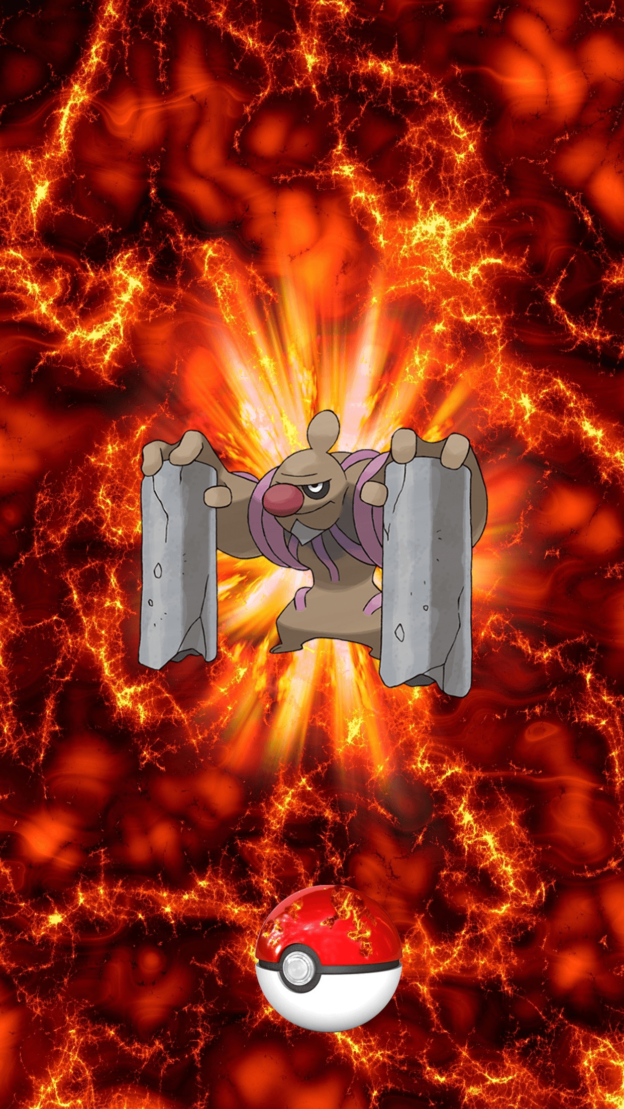 1250x2210 Fire Pokeball Conkeldurr Roubushin 17 Gurdurr, Phone