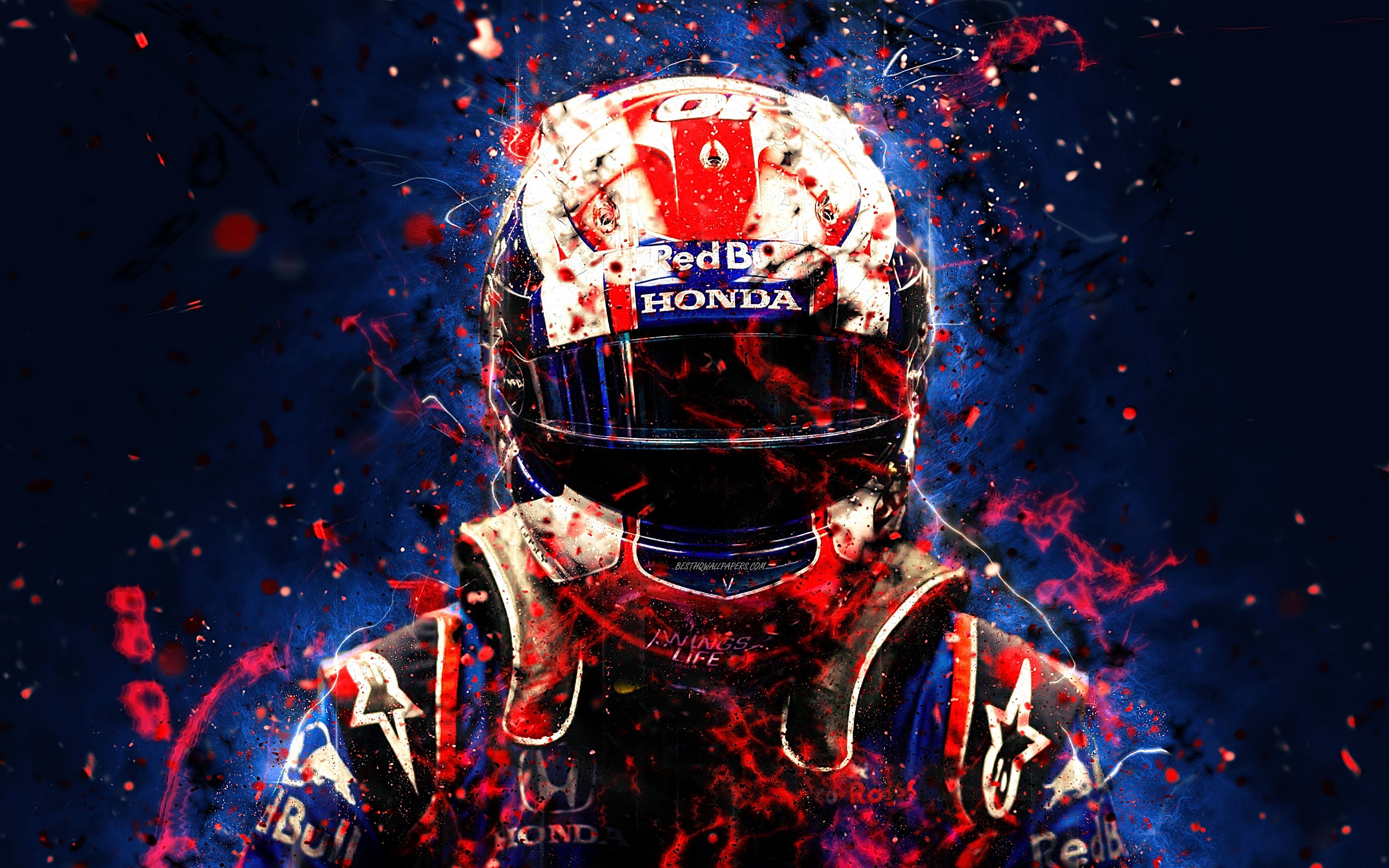 3840x2400 Download wallpaper 4k, Pierre Gasly, abstract art, Formula F Toro Rosso Red Bull Toro Rosso, Gasly, neon lights, Formula One, Toro Rosso for desktop with resolution. High Quality HD, Desktop