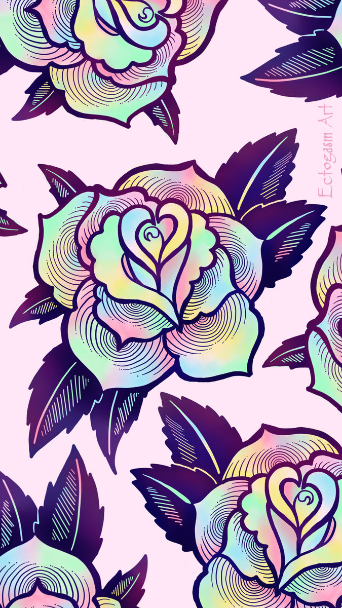 680x1200 Psychedelic Rose Phone Wallpaper Digital Download, Phone