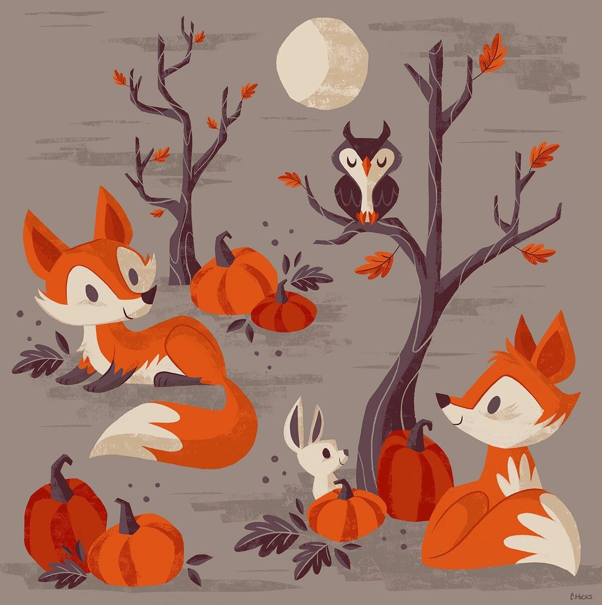 1200x1210 Cute Fox Fall Drawing, Phone