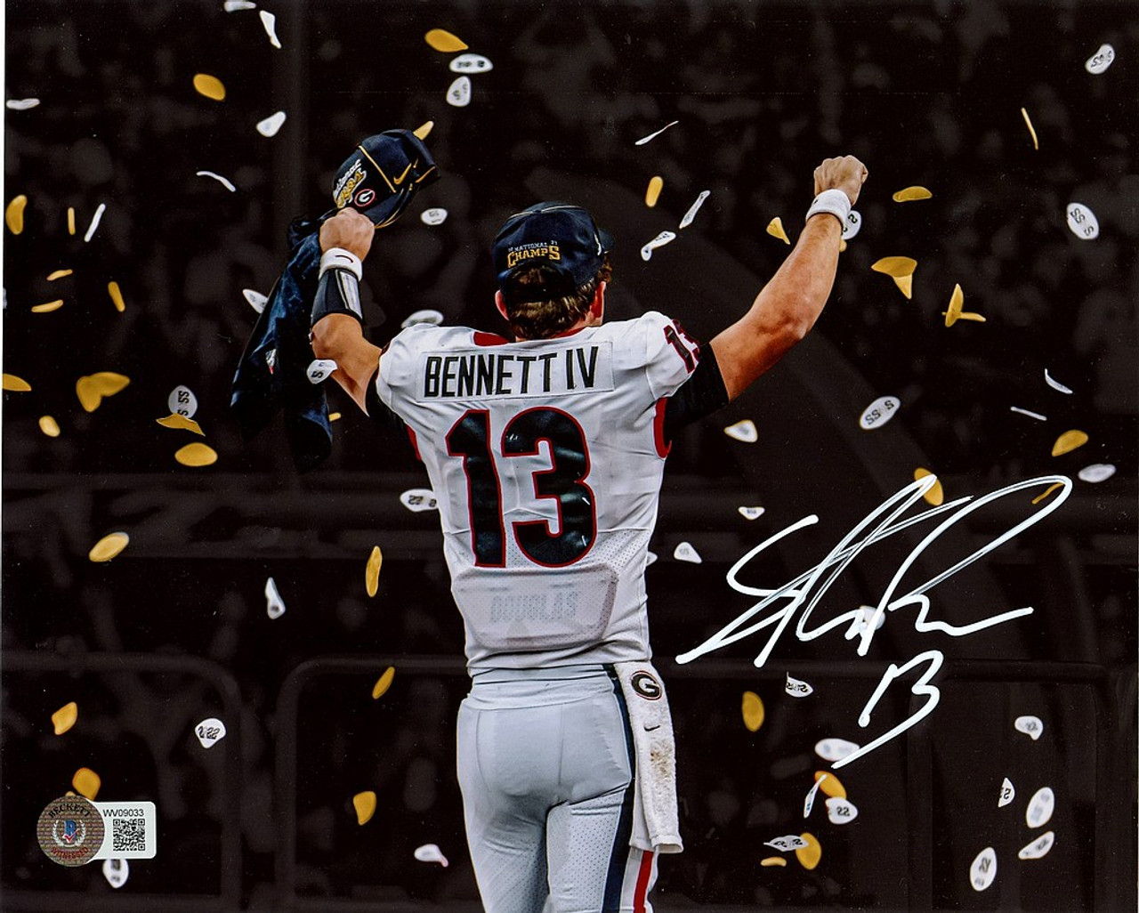 1280x1030 Stetson Bennett IV Signed Georgia Bulldogs Spotlight Confetti 8x10 Photo, Desktop