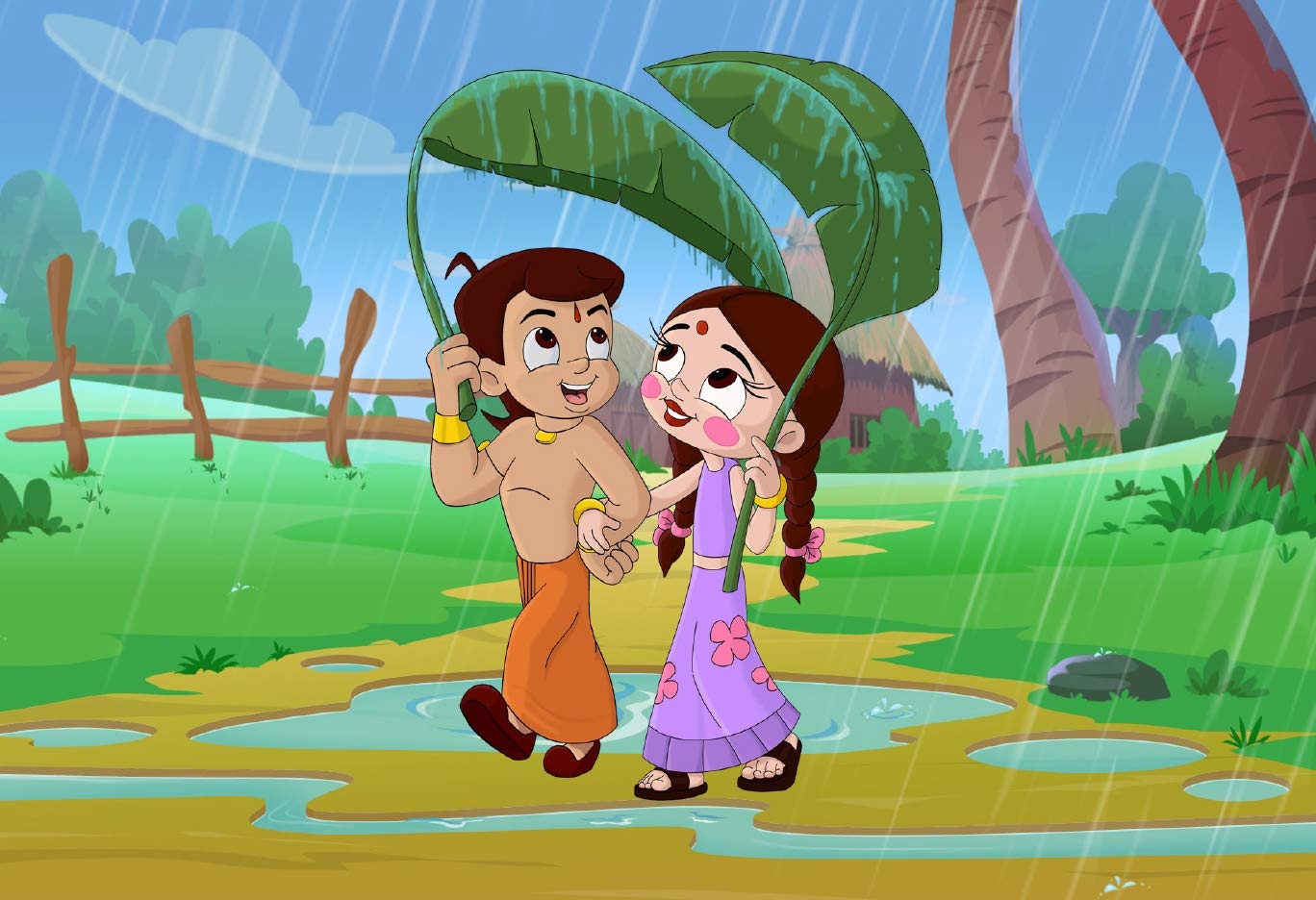 1370x940 Yojo Graphics Chhota Bheem And Chutki HD Poster 19 Bheem With Chutki HD Wallpaper, Desktop