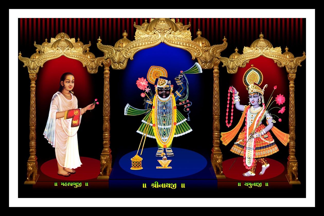 1260x840 shrinathji mahaprabhuji yamunaji sparkle Print with Attractive molding framing, Desktop