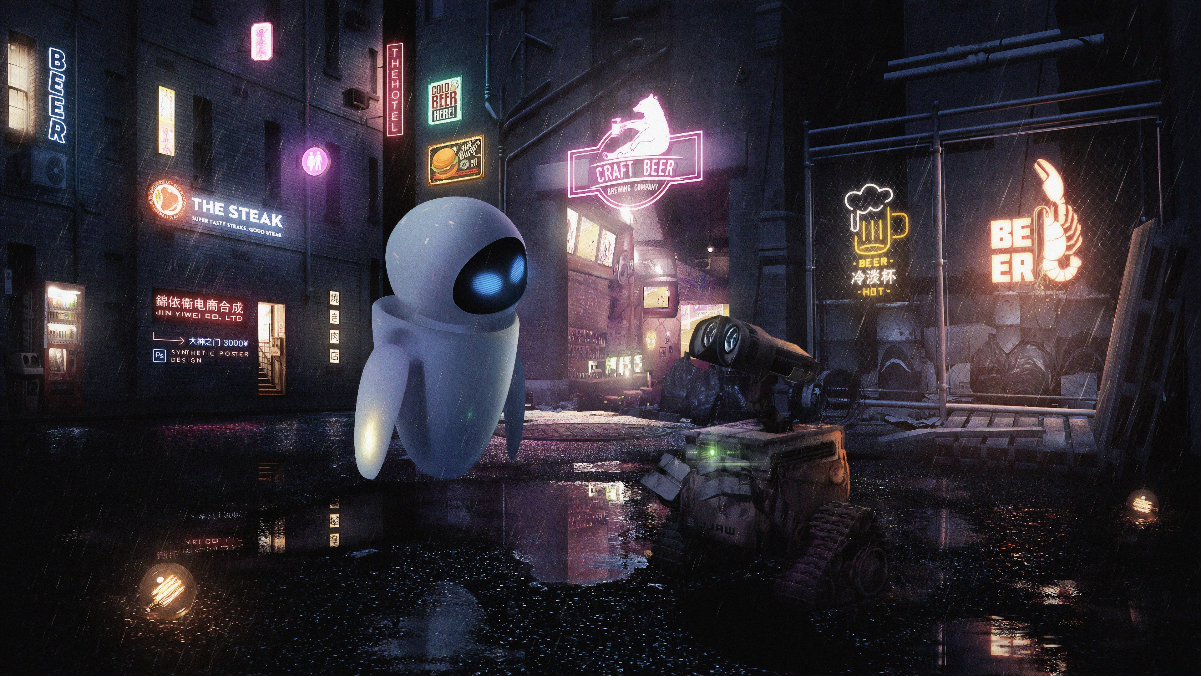 3840x2160 Wall E, robot pair, movie wallpaper. Movie wallpaper, Wallpaper, Animation background, Desktop