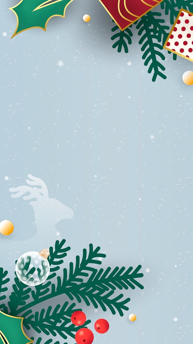 680x1200 Christmas doodle on light blue, Phone