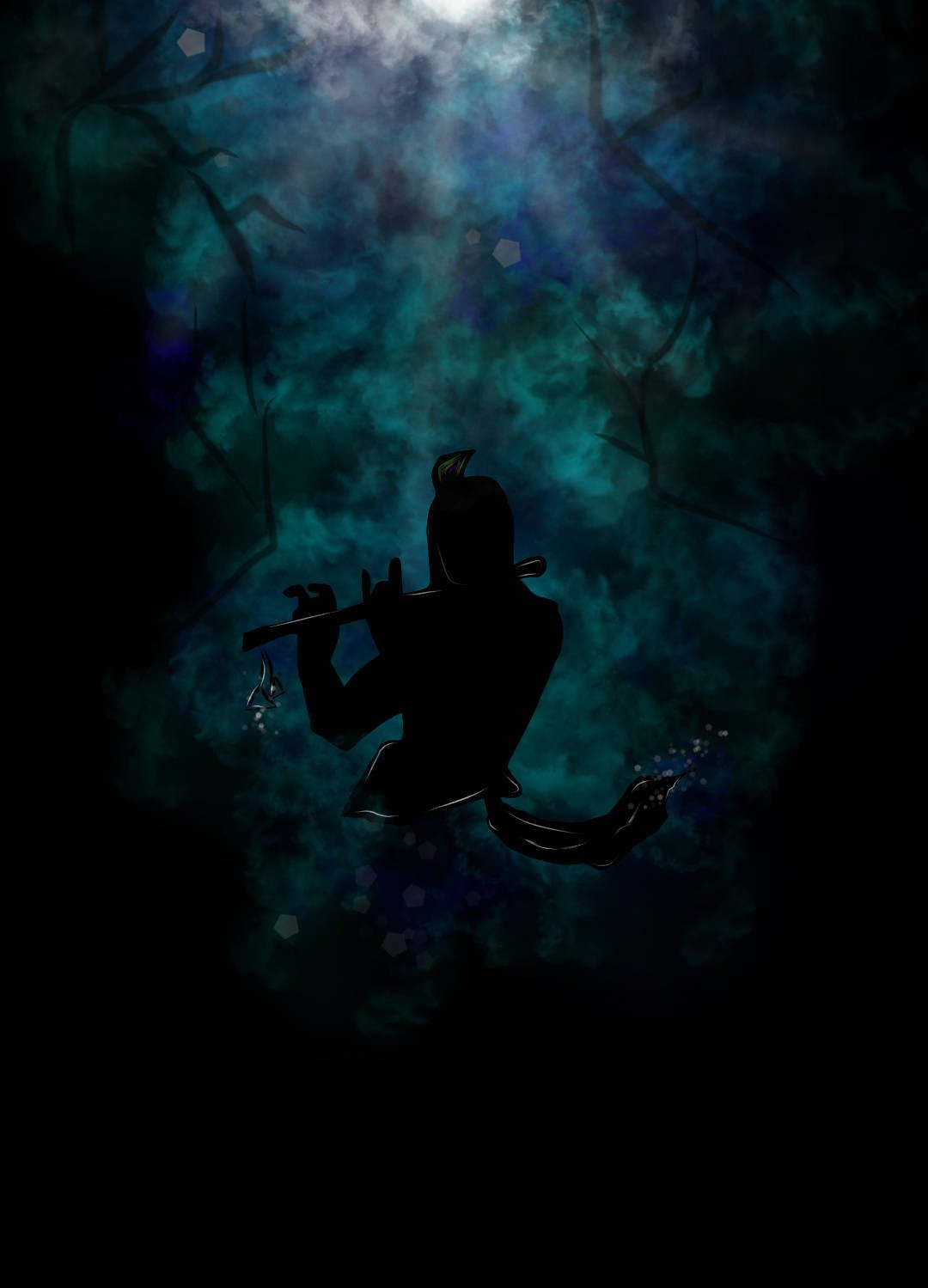 1080x1500 Download Krishna iPhone Silhouette Blue, Phone