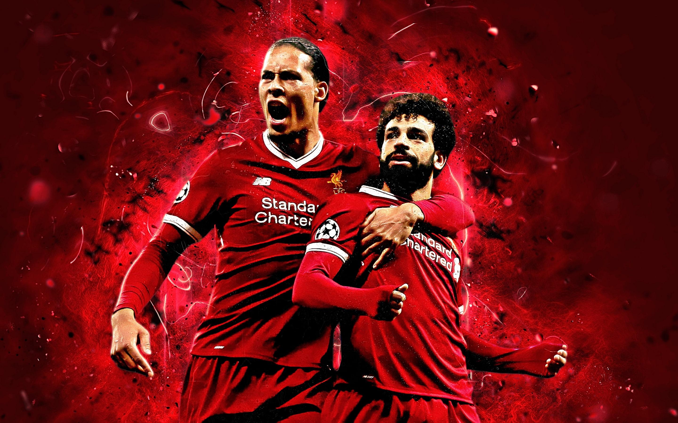 2880x1800 HD wallpaper: Soccer, Liverpool F.C., Mohamed Salah, Virgil van Dijk, Desktop