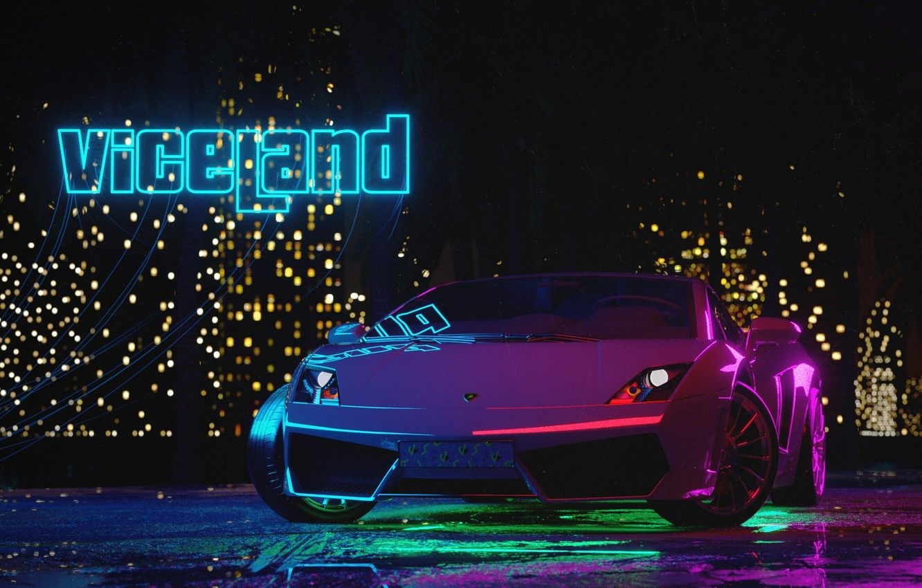 1340x850 Wallpaper Auto, Night, Music, Lamborghini, Neon, Machine, Style, Gallardo, 80s, Style, Supercar, Neon, Lamborghini Gallardo, Illustration, 80's, Synth image for desktop, section рендеринг, Desktop