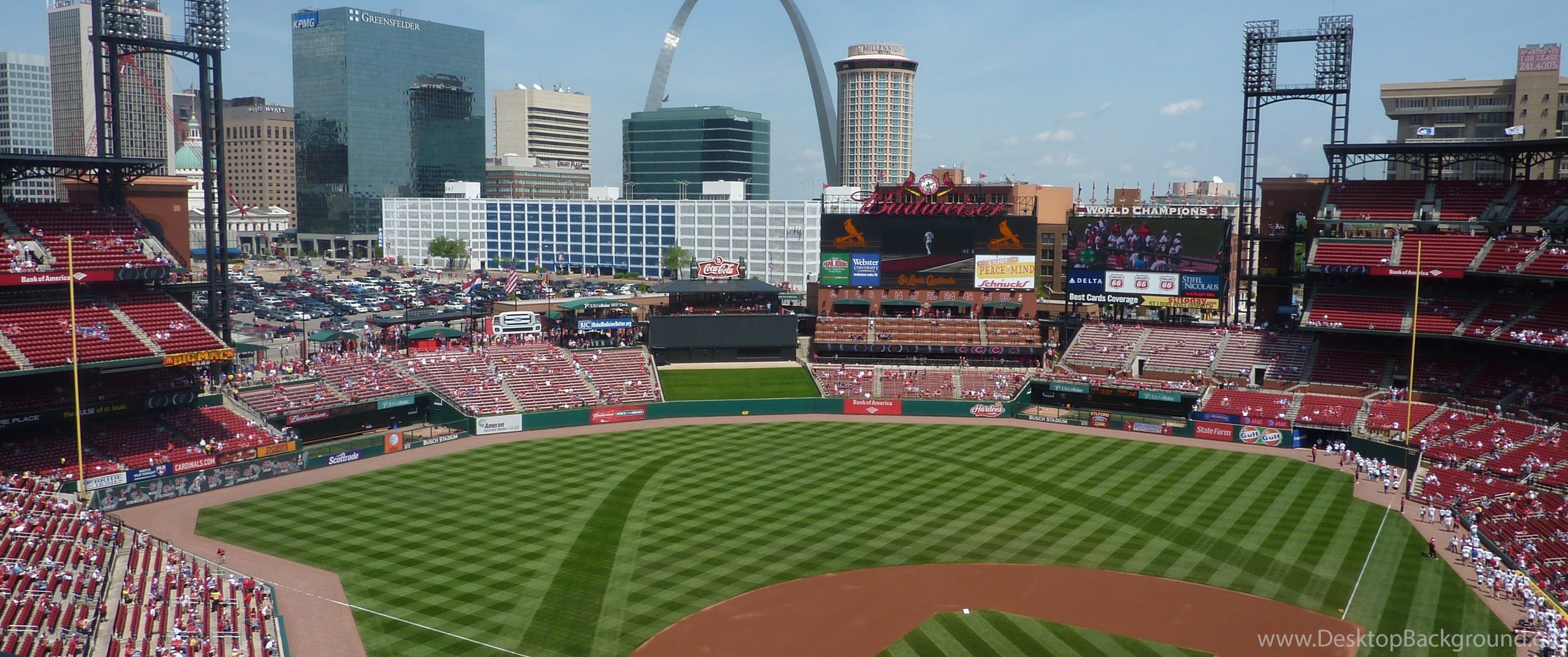 3440x1440 Top Big Screensaver: Busch Stadium Screensaver Desktop Background, Dual Screen