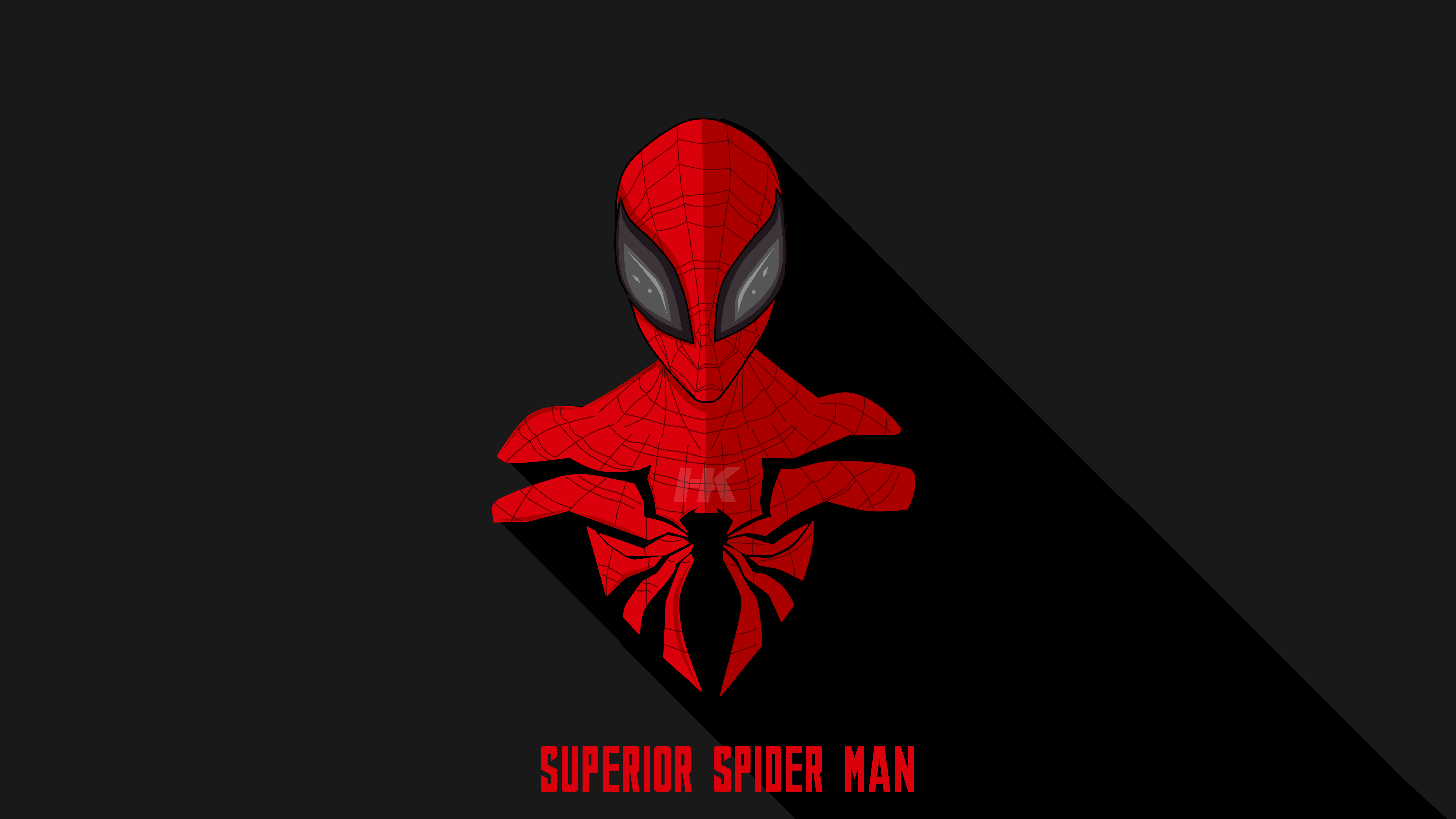 5760x3240 Wallpaper Superior Spider Man, Minimal, Dark Background, Desktop