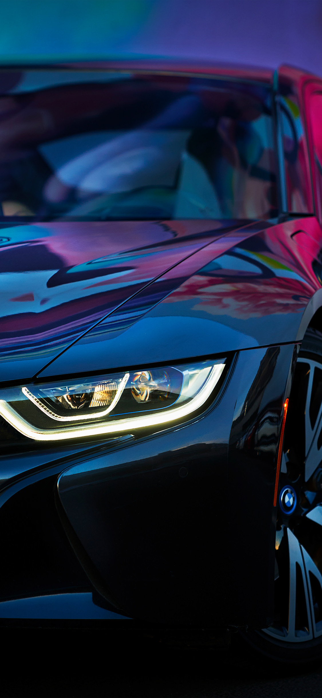 1130x2440 Bmw Rainbow Blue Purple Car Art, Phone