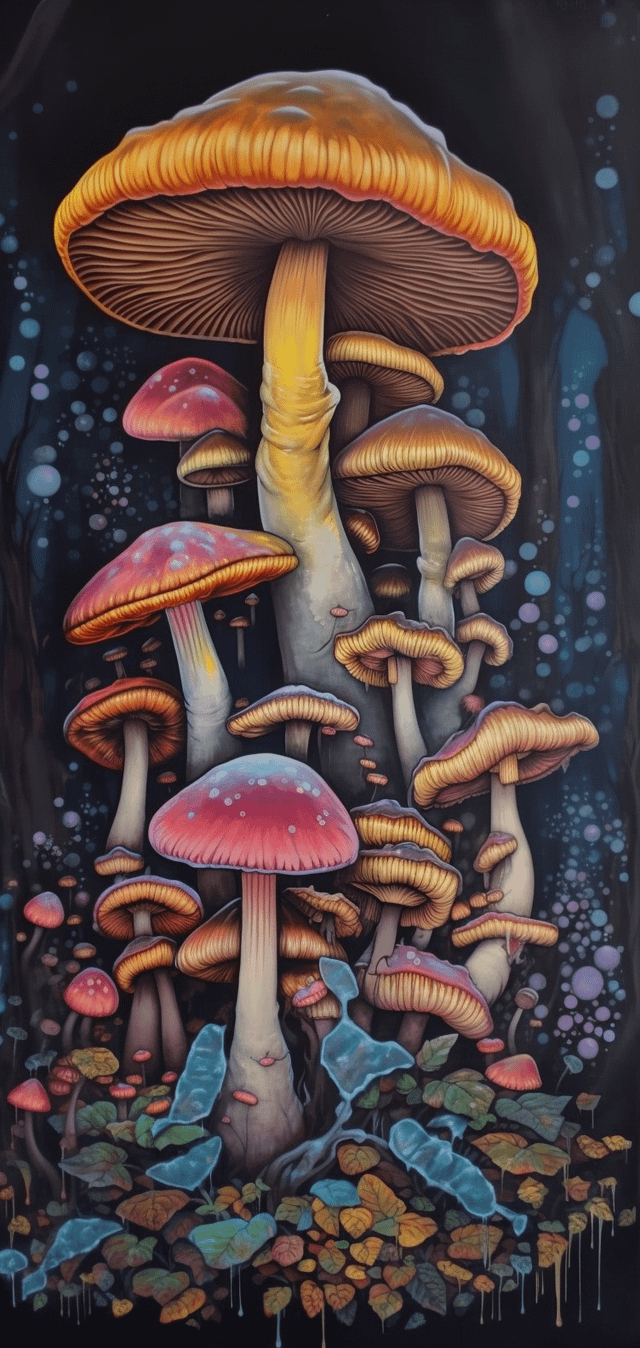 640x1350 Some mushroom wallpaper I made in Midjourney, Phone