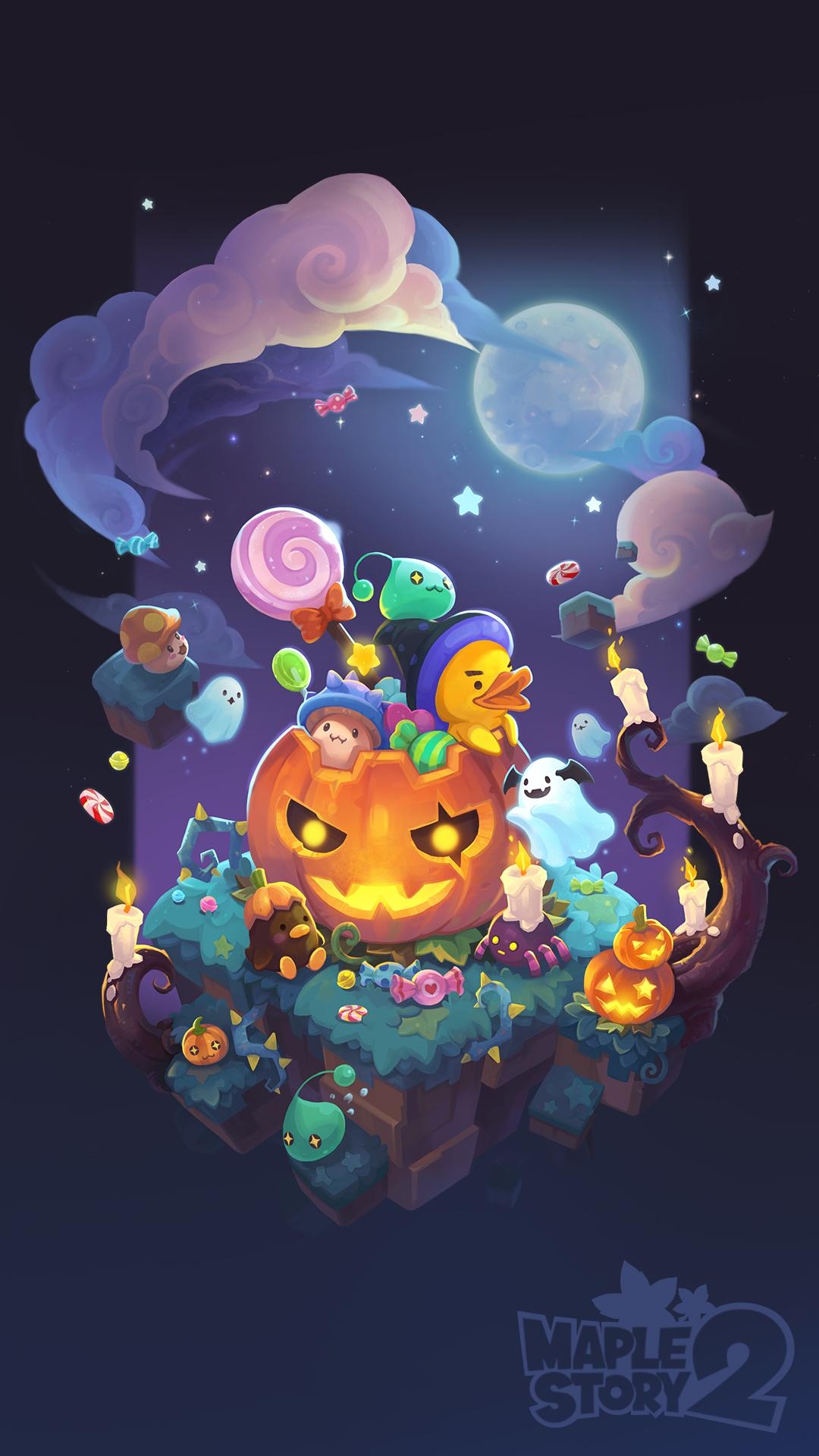 1080x1920 Halloween Cartoon Background, Phone