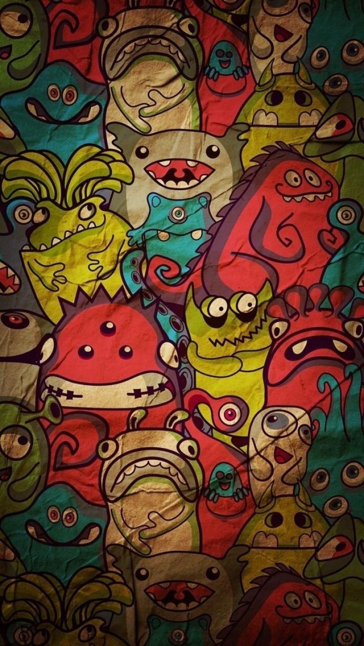 730x1300 Wallpaper HD: Cartoon, Monsters, Pattern, iPhone, Plus, And, iPhone, 4, Phone