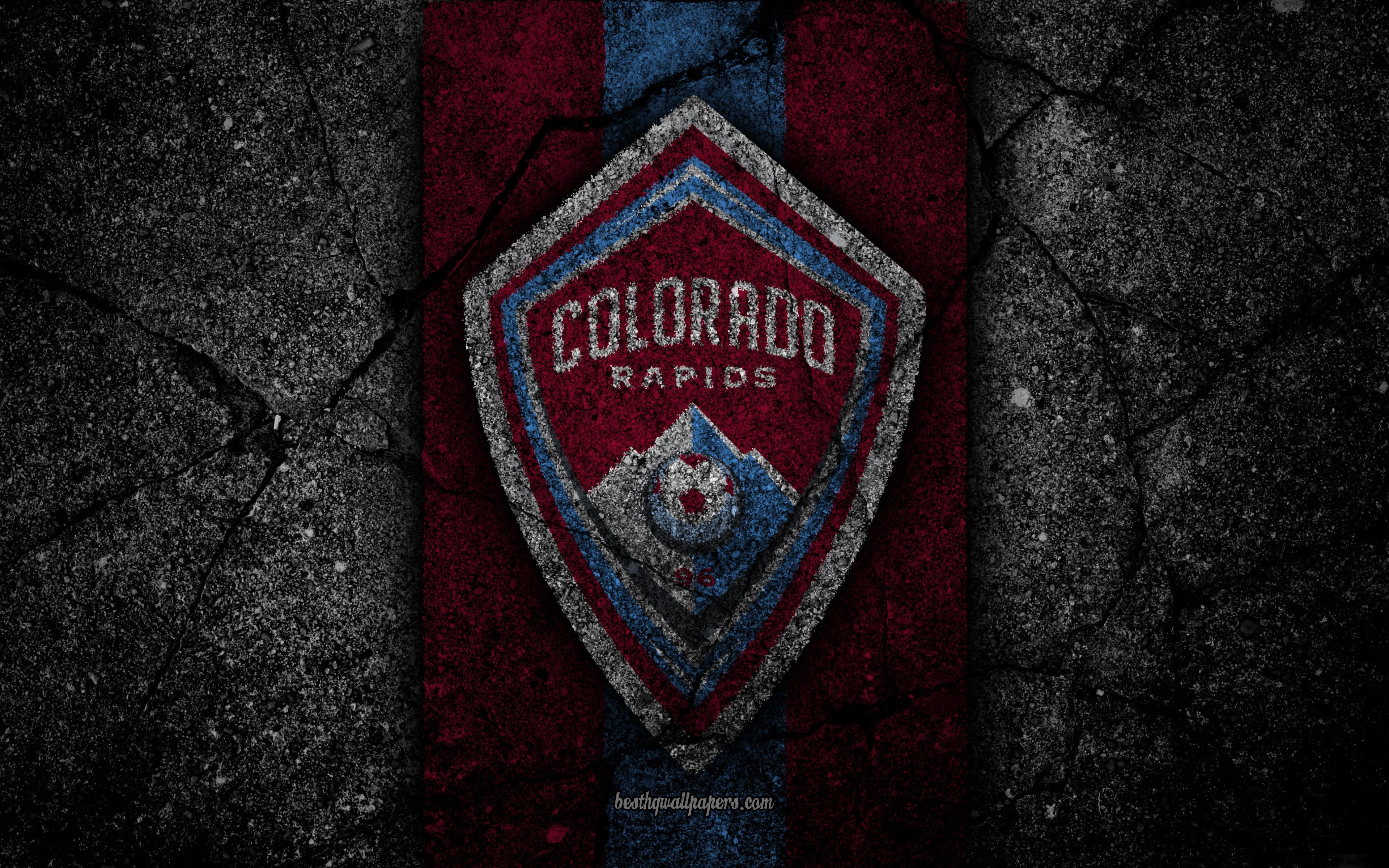 3840x2400 Download wallpaper 4k, Colorado Rapids FC, MLS, asphalt texture, Desktop