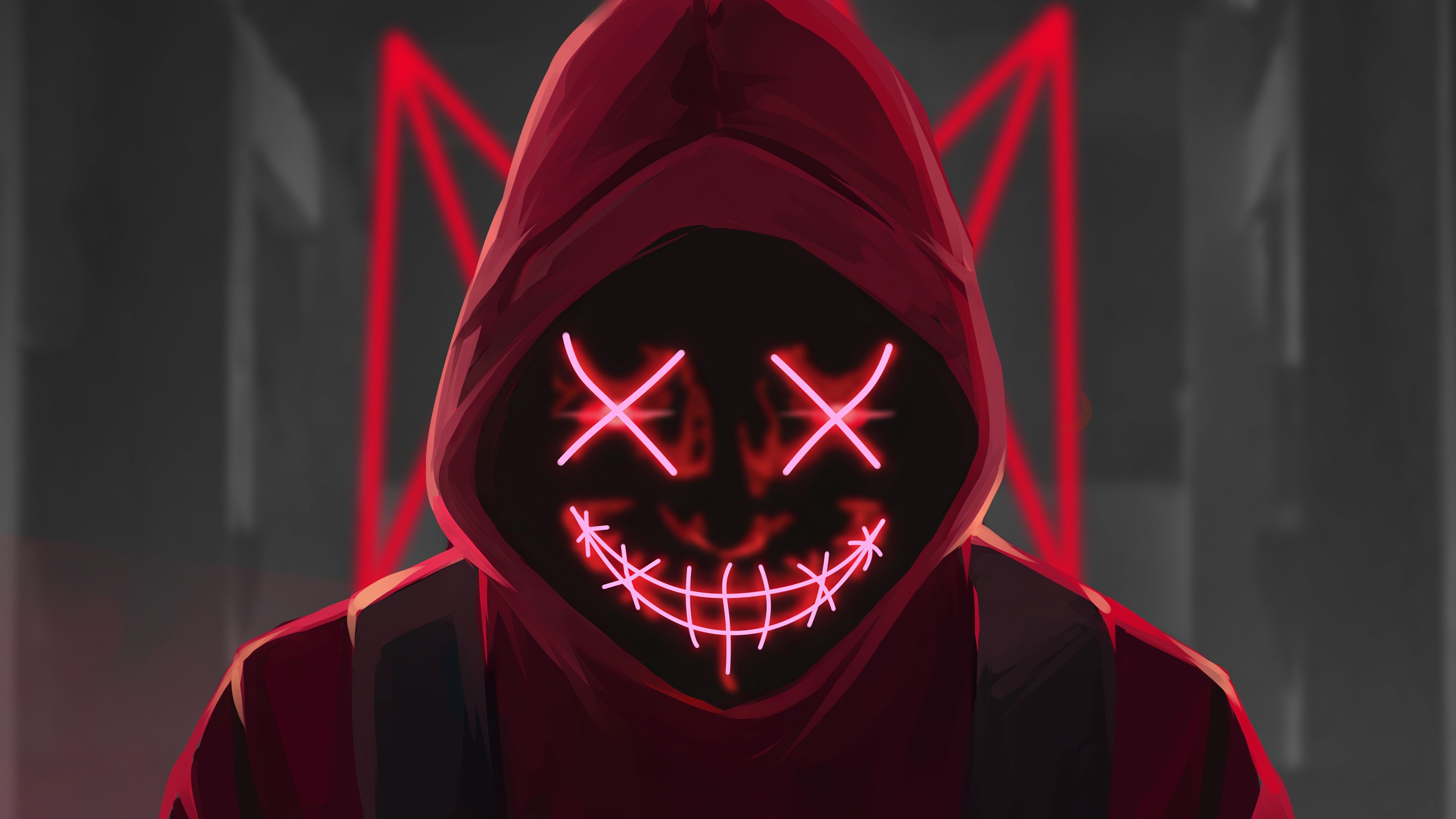 3840x2160 Red Mask Neon Eyes. Neon wallpaper, Anime wallpaper 1920x Anime wallpaper, Desktop