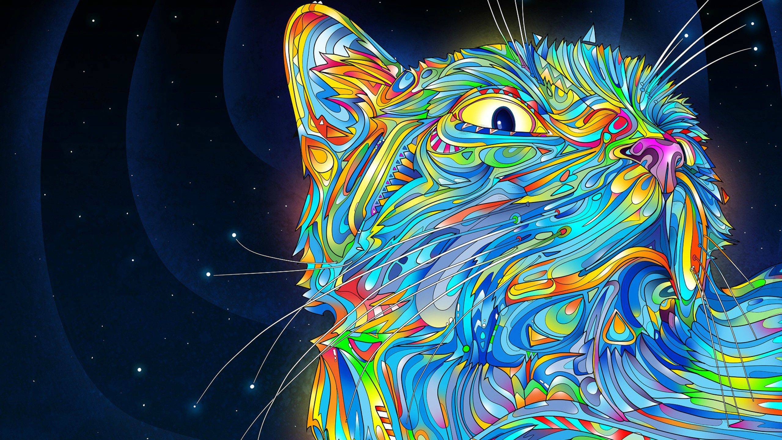 2560x1440 Free download Trippy Cat WQHD Wallpaper [], Desktop