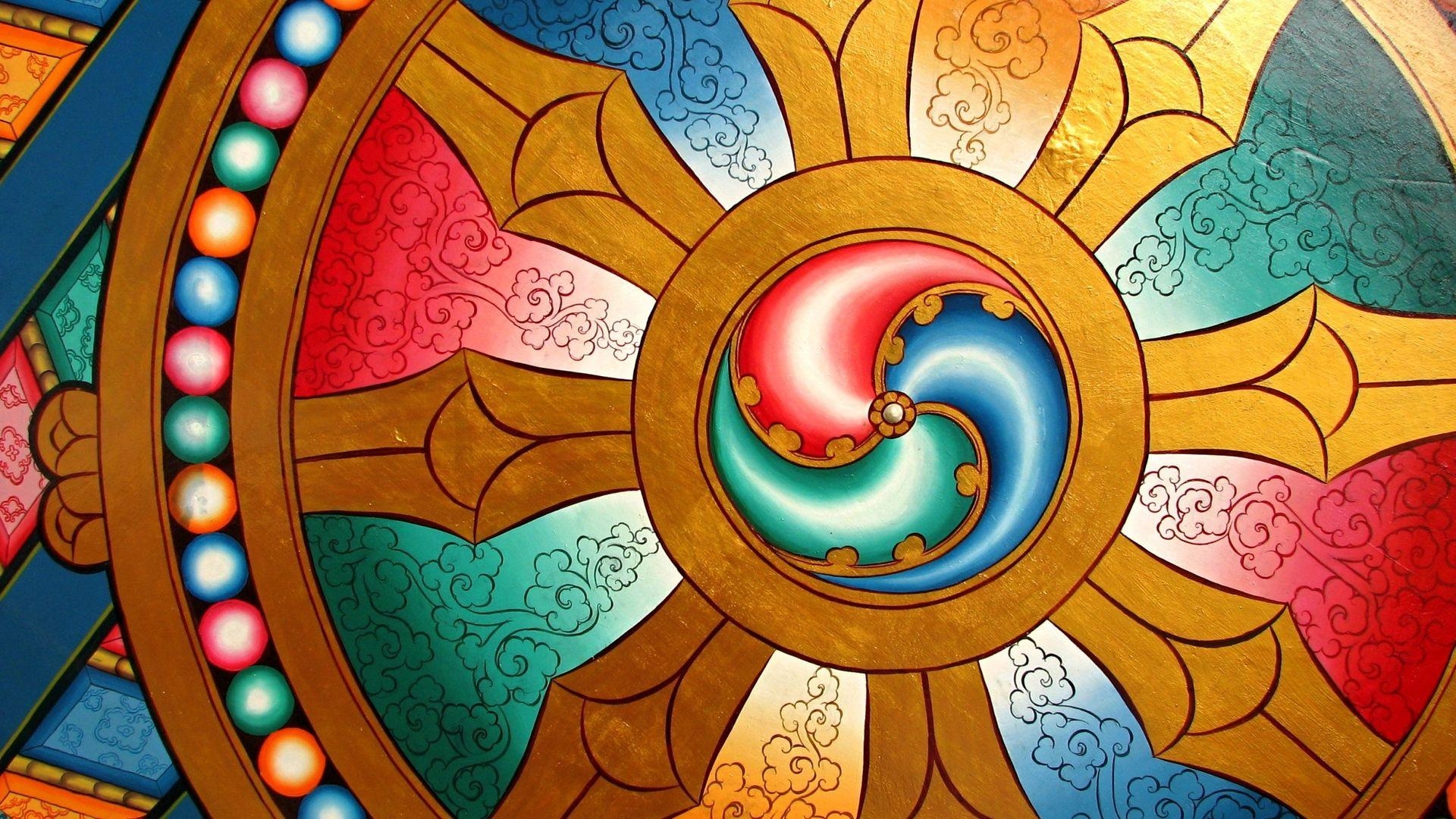 1920x1080 Download wallpaper  dharma, wheel, chakra, buddhism full HD, Desktop