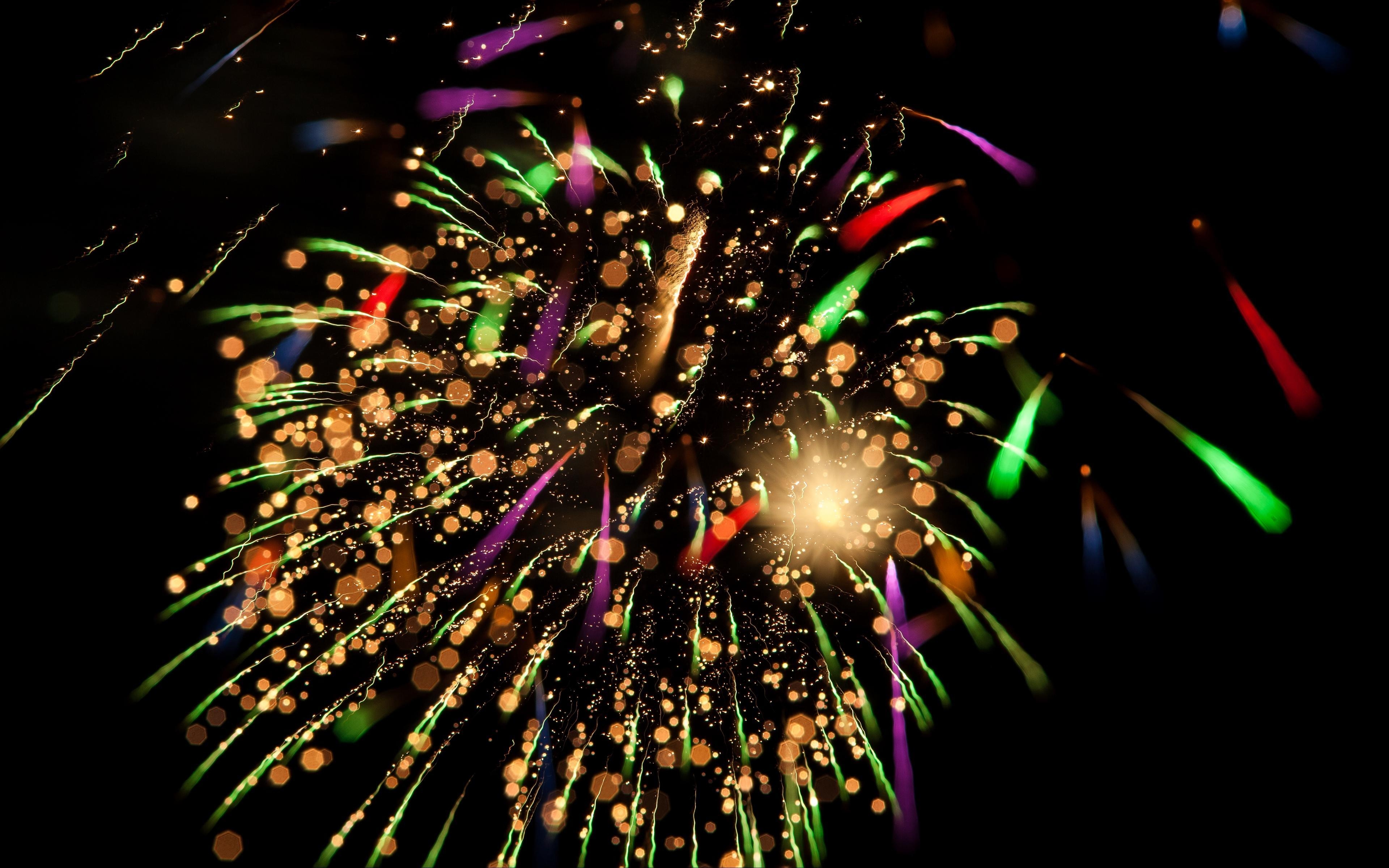 3840x2400 Download wallpaper  fireworks, sparks, colorful, shine, Desktop