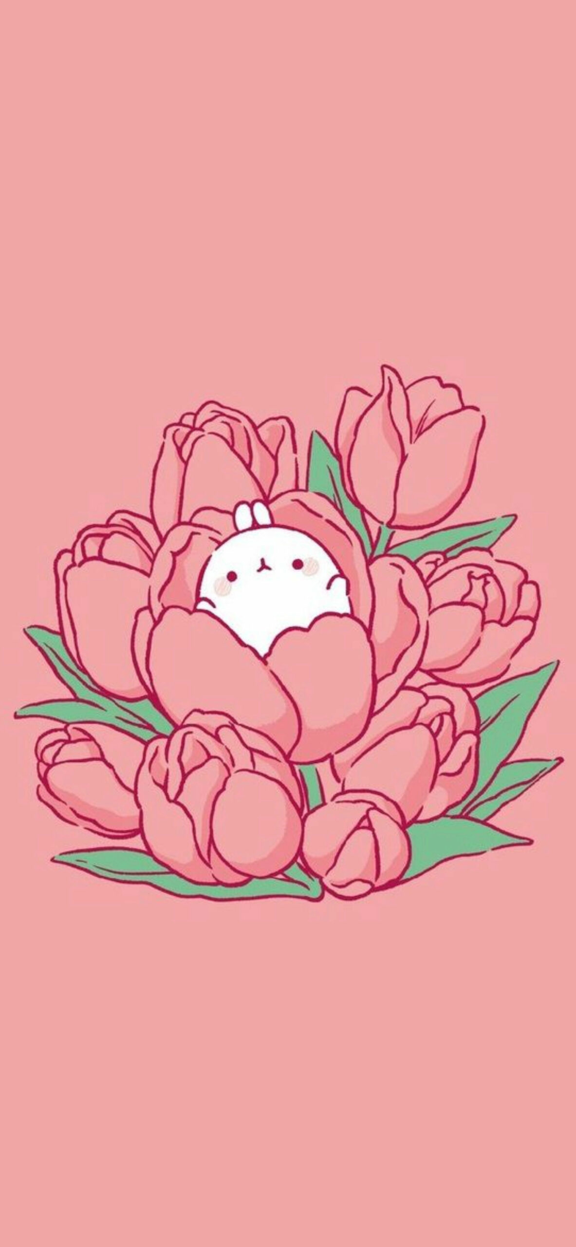 1190x2560 Molang with Tulip Pink Wallpaper Wallpaper for iPhone, Phone