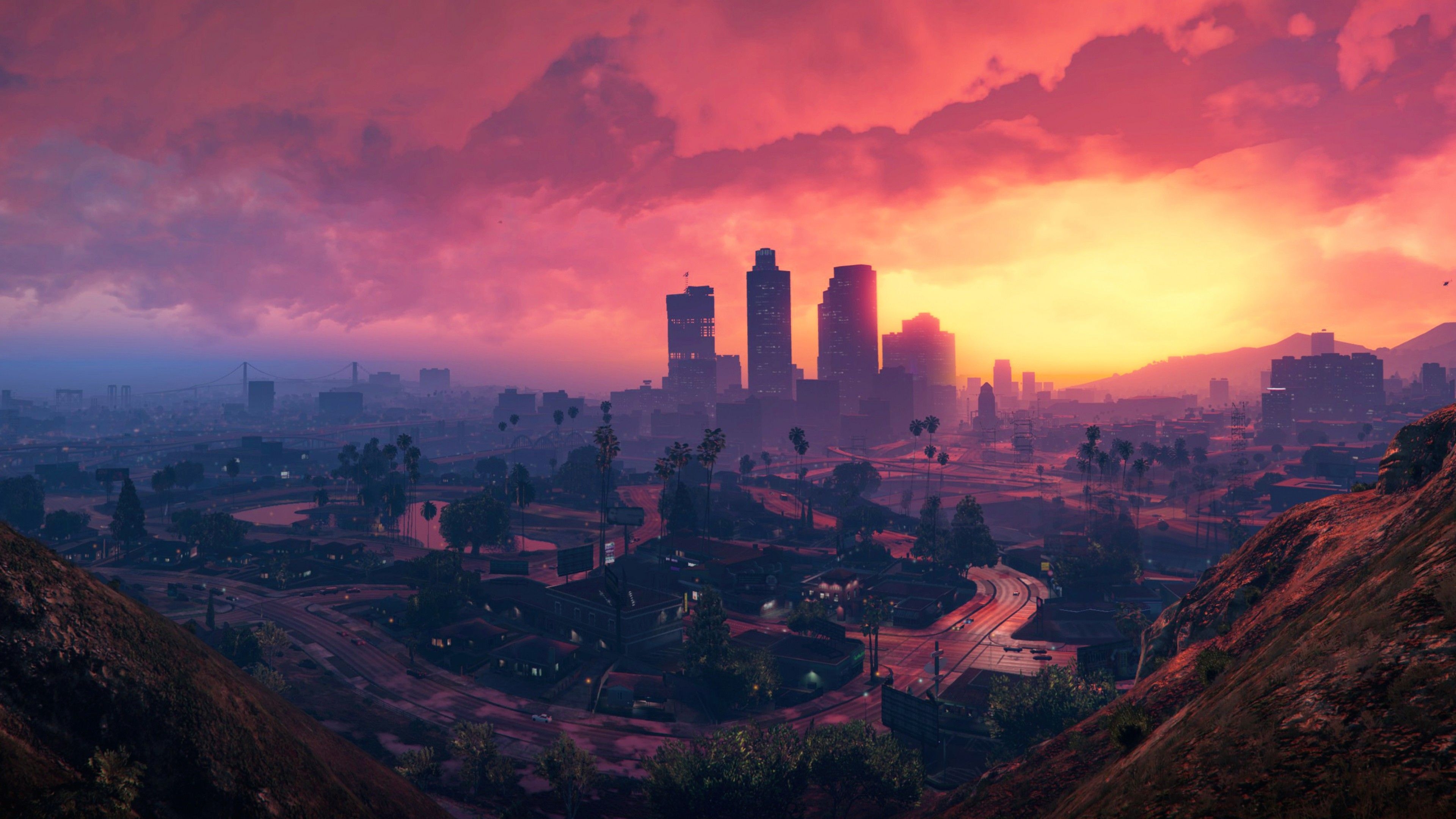 3840x2160 Grand Theft Auto V 4k Wallpaper Phone Download Wallpaper Laptop HD. Sunset city, Grand theft auto, Gta, Desktop